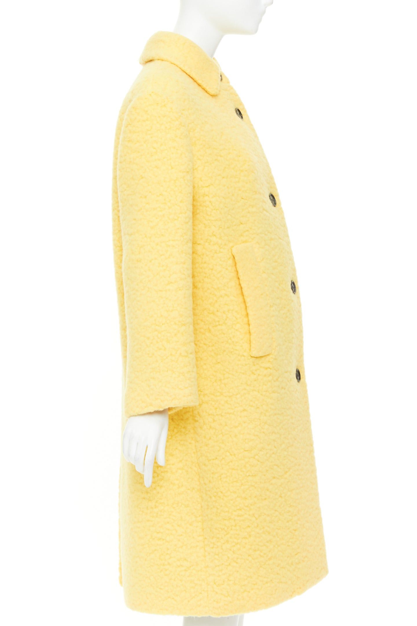 Prada PRADA 2021 Raf Simons Runway pastel yellow wool boucle long oversized coat IT42 M Size M / US 6-8 / IT 42-44 - 5 Thumbnail
