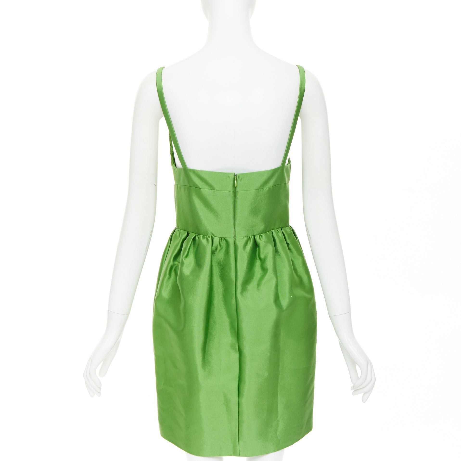 Prada PRADA 2022 Kelly green duchess silk V-neck sleeveless mini dress IT42 M Size M / US 6-8 / IT 42-44 - 5 Thumbnail