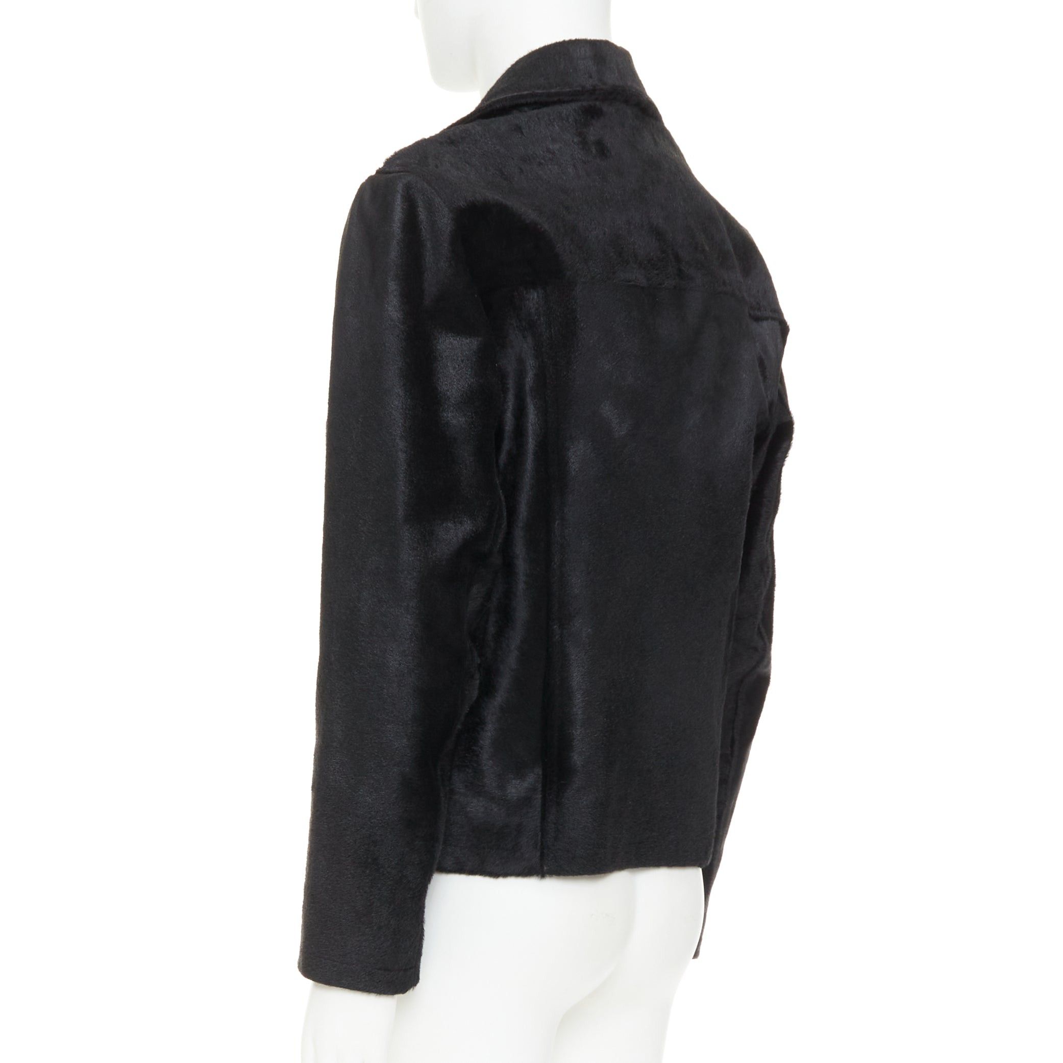 Prada PRADA 1990s Vintage black horsehair leather pocketed zip up boxy minimal jacket IT48 M Size US M / EU 48-50 / 2 - 7 Thumbnail