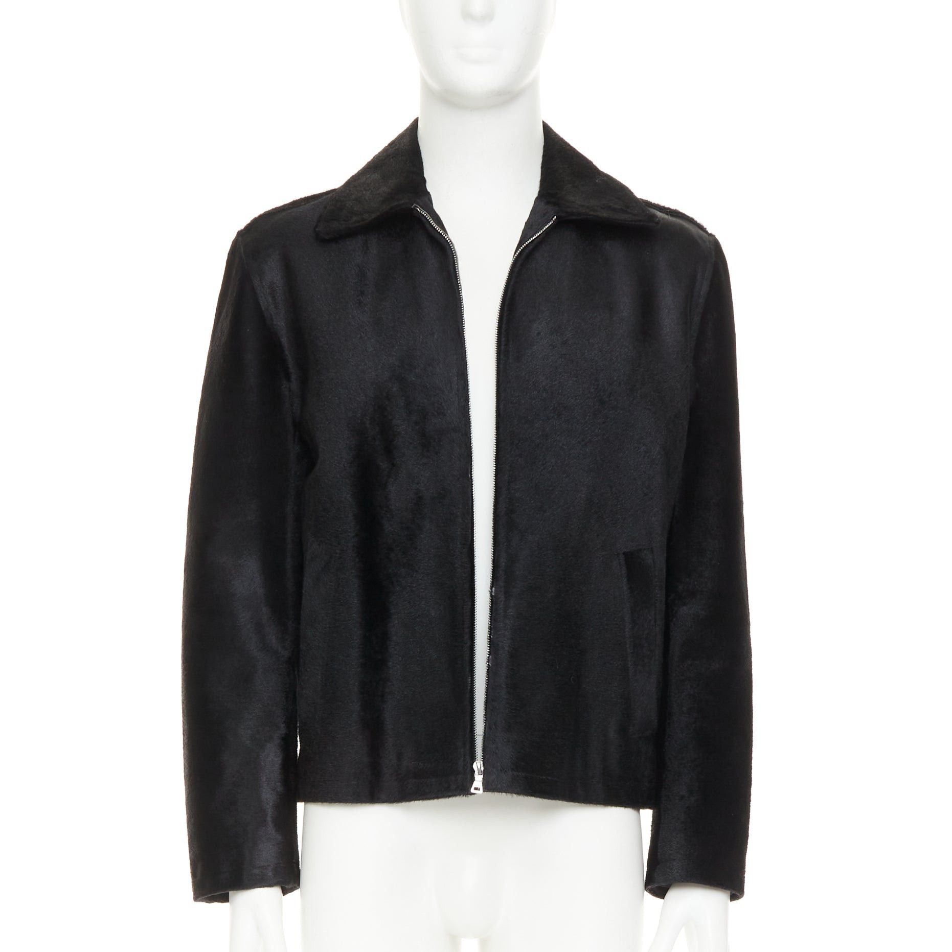 Prada PRADA 1990s Vintage black horsehair leather pocketed zip up boxy minimal jacket IT48 M Size US M / EU 48-50 / 2 - 3 Thumbnail