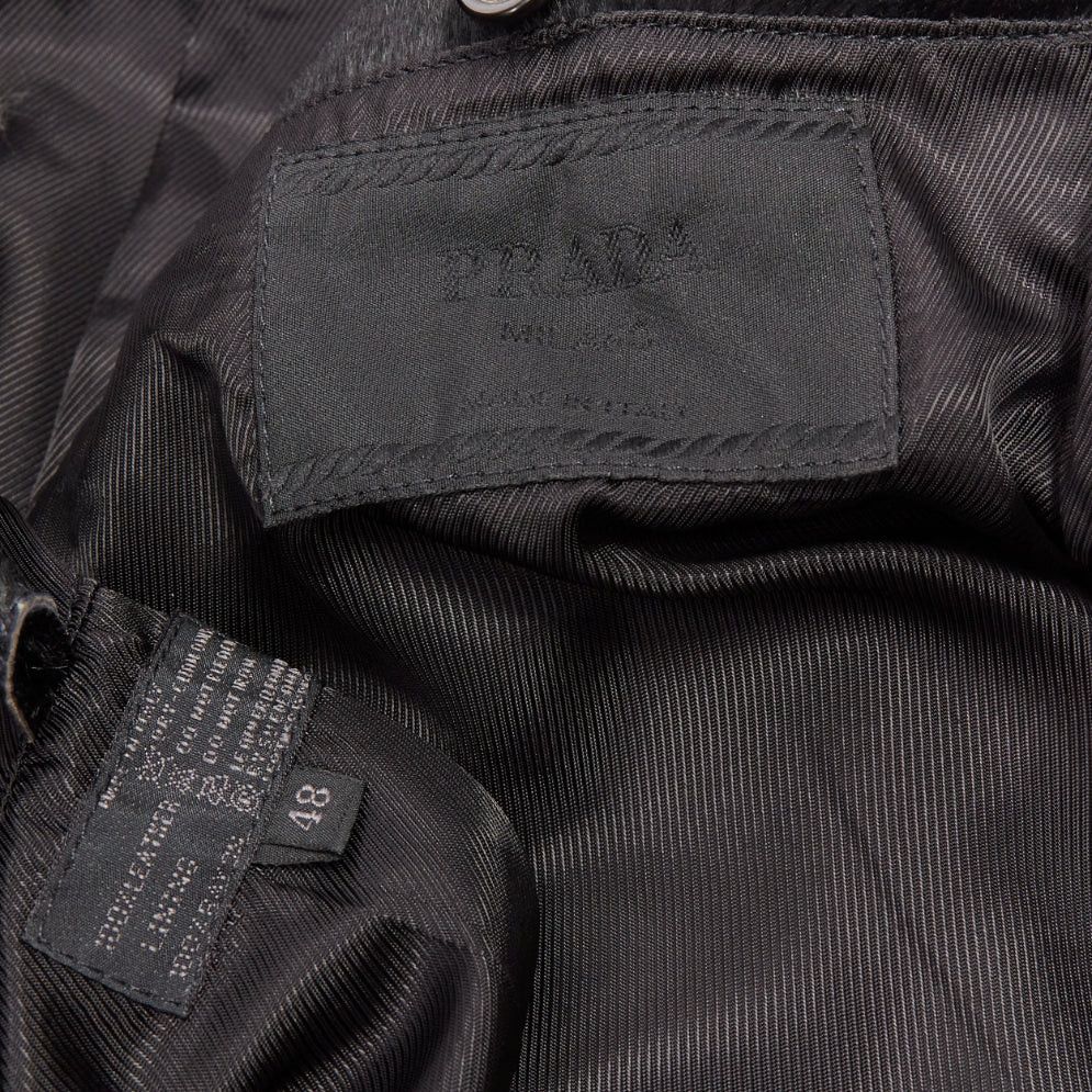 Prada PRADA 1990s Vintage black horsehair leather pocketed zip up boxy minimal jacket IT48 M Size US M / EU 48-50 / 2 - 9 Thumbnail