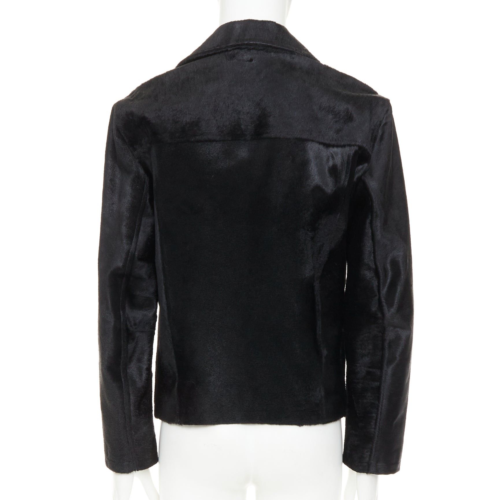Prada PRADA 1990s Vintage black horsehair leather pocketed zip up boxy minimal jacket IT48 M Size US M / EU 48-50 / 2 - 6 Thumbnail