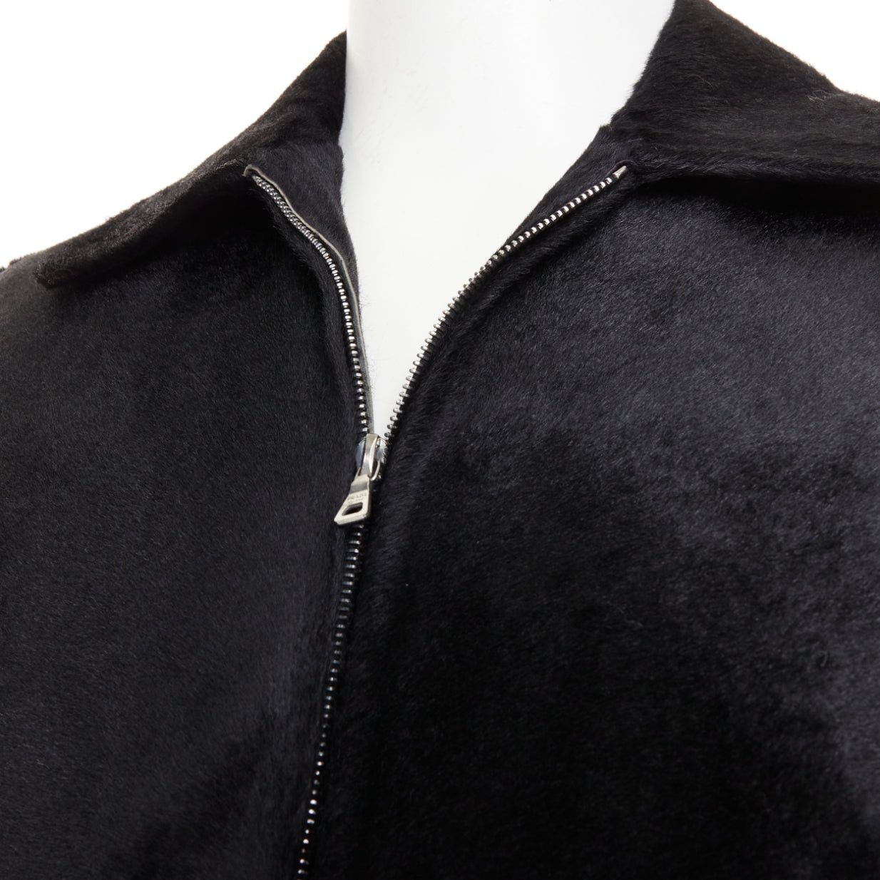 Prada PRADA 1990s Vintage black horsehair leather pocketed zip up boxy minimal jacket IT48 M Size US M / EU 48-50 / 2 - 2 Thumbnail