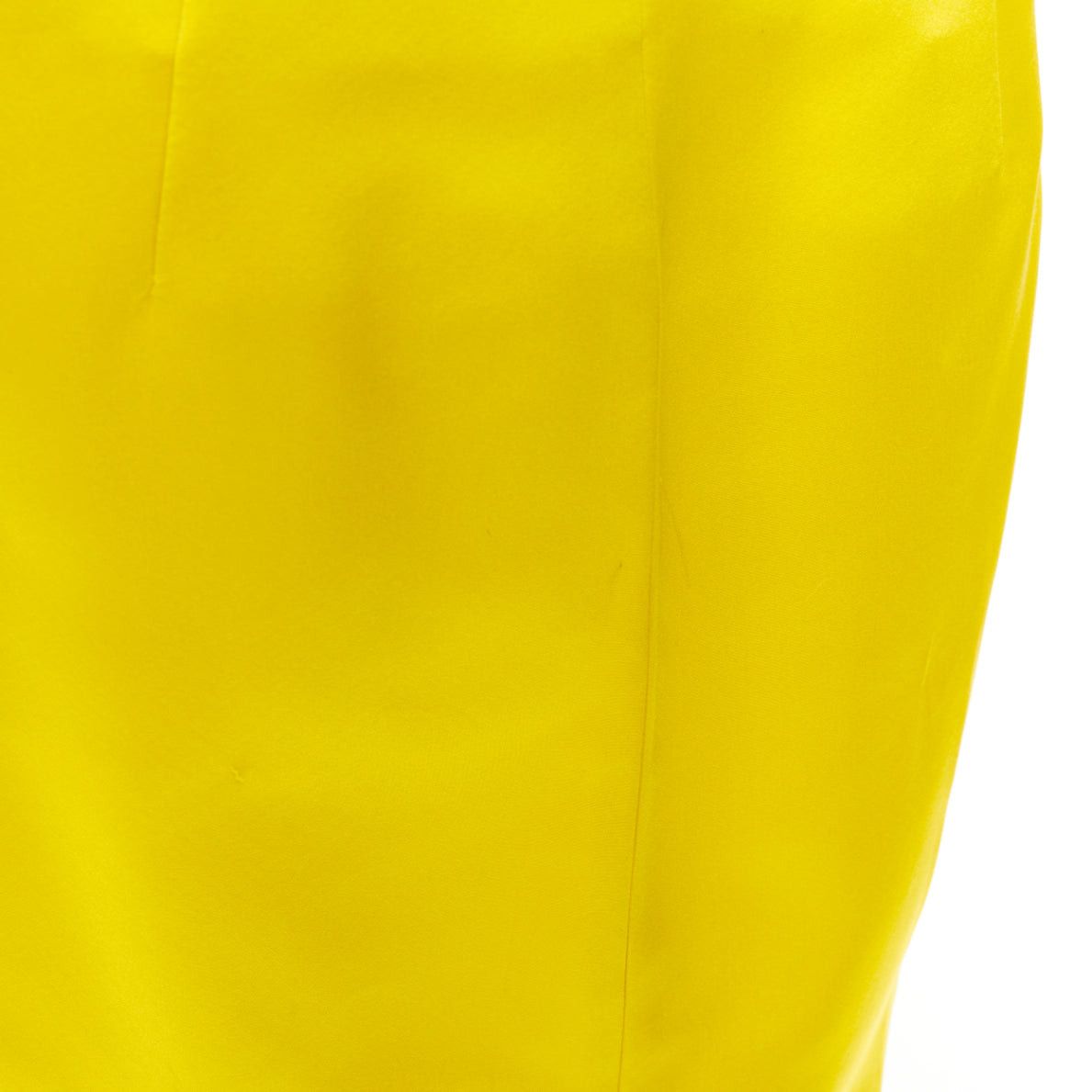 Prada PRADA 2022 Raf Simons Runway yellow satin black split high waisted midi skirt IT42 M Size 28" / US 6 / IT 42 - 8 Thumbnail