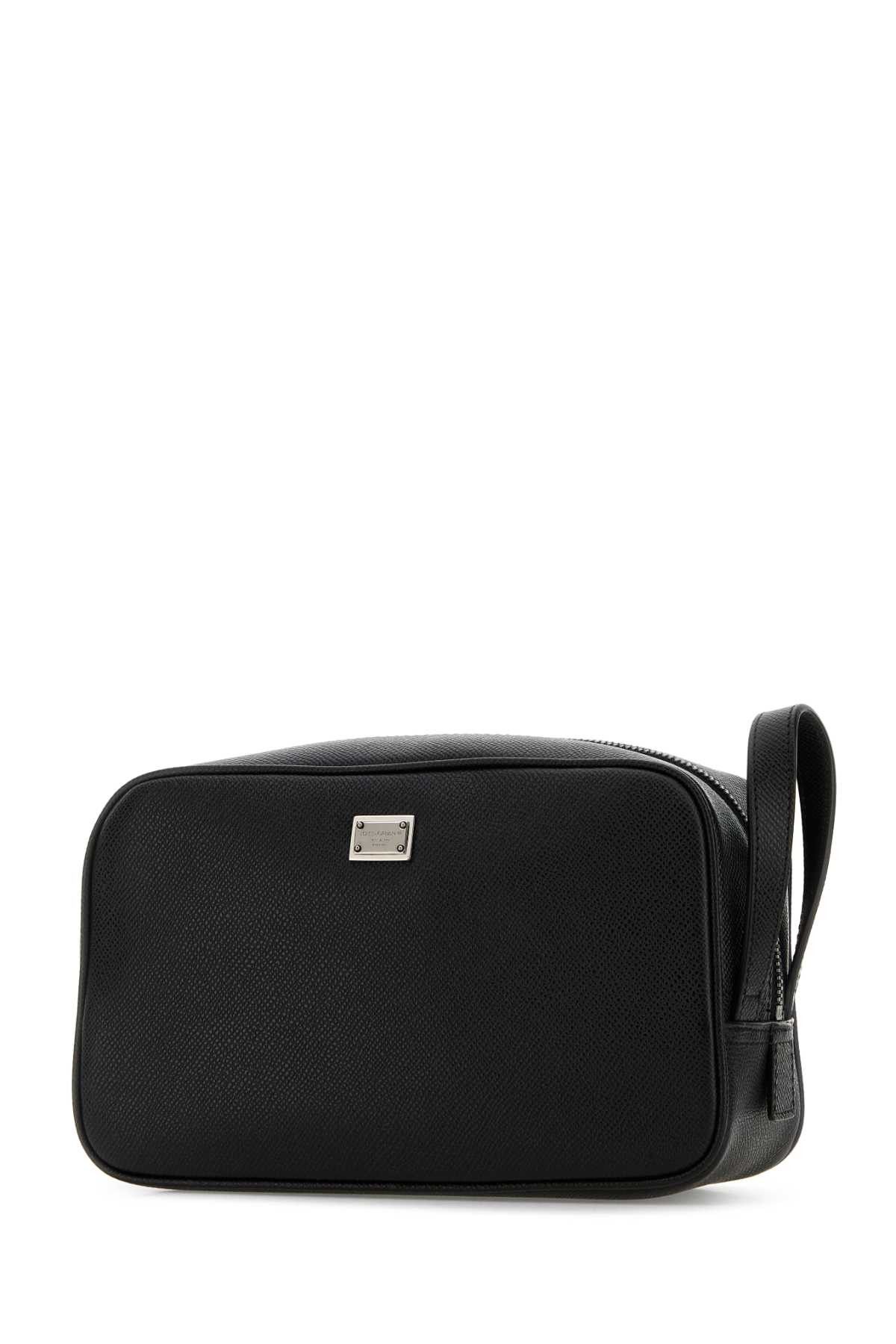 Dolce & Gabbana Black Leather Beauty Case Size ONE SIZE - 2 Thumbnail