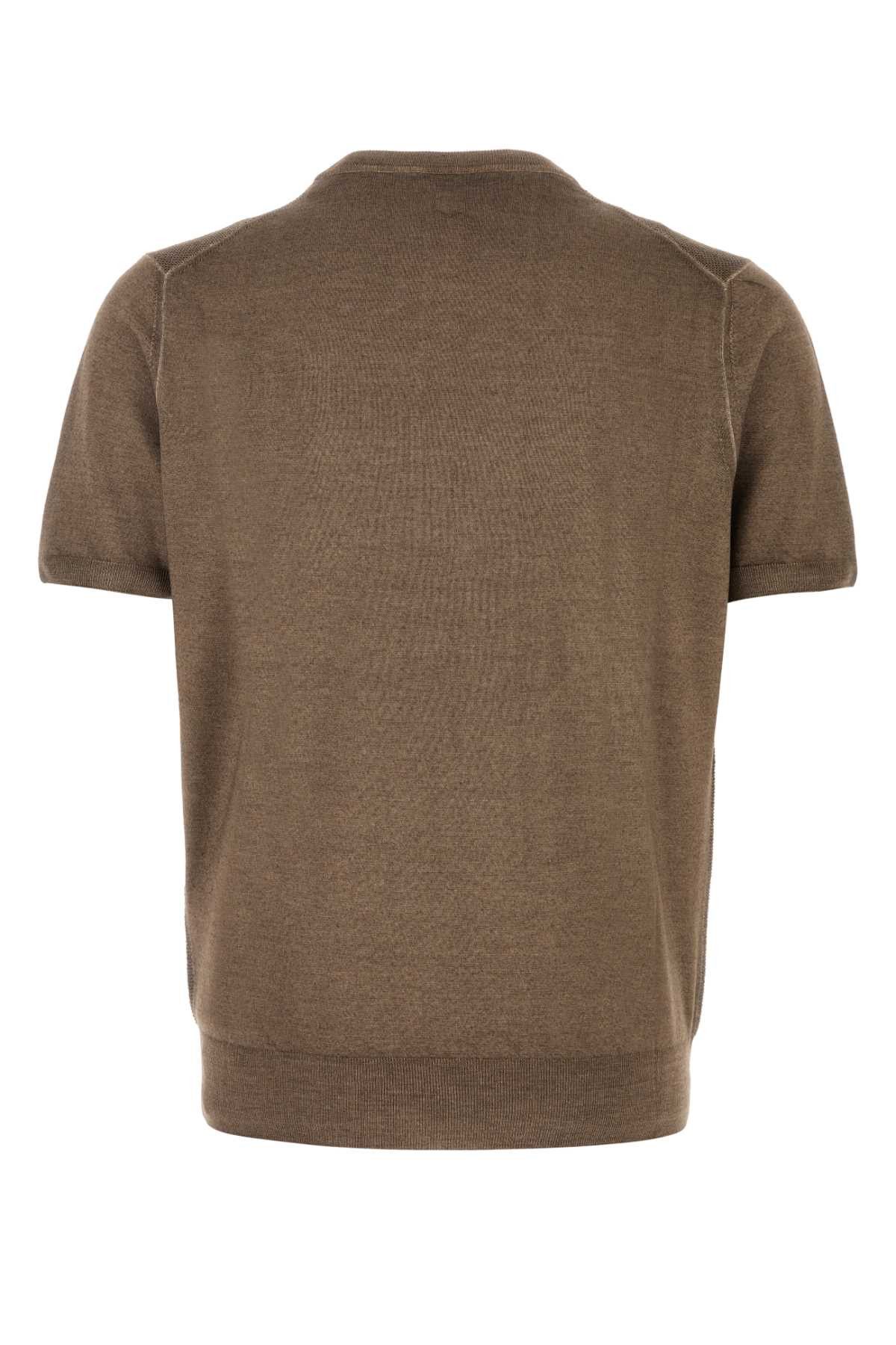 Canali Brown Knit T-Shirt Size US M / EU 48-50 / 2 - 2 Thumbnail