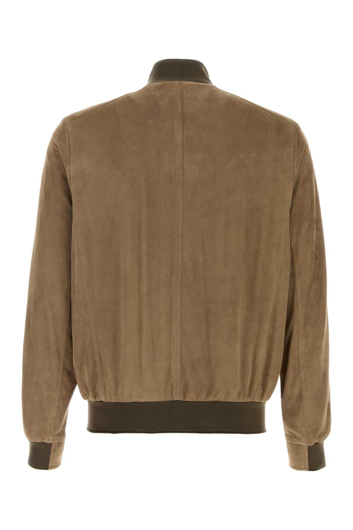 MooRER Cappuccino Suede Carlos Bomber Jacket Size US L / EU 52-54 / 3 - 2 Thumbnail