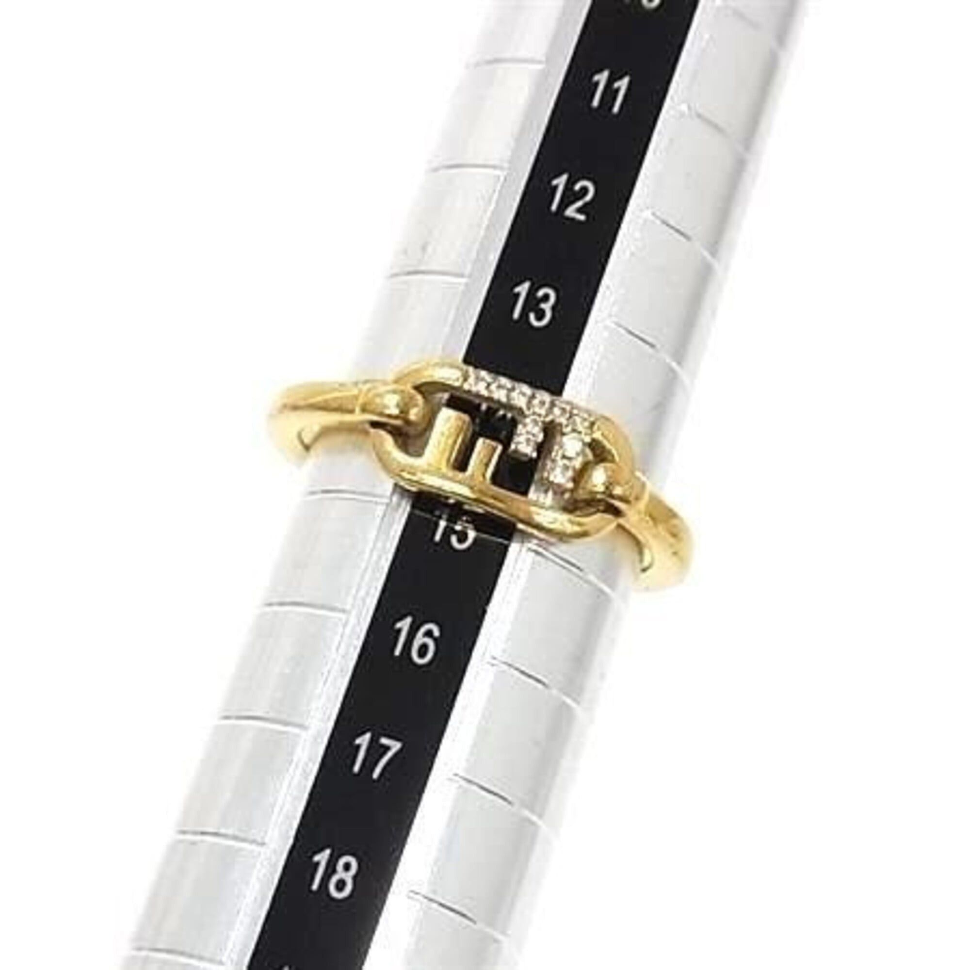 Fendi FENDI ring, Orochika design, gold metal, women's, with rhinestones. Size ONE SIZE - 3 Thumbnail
