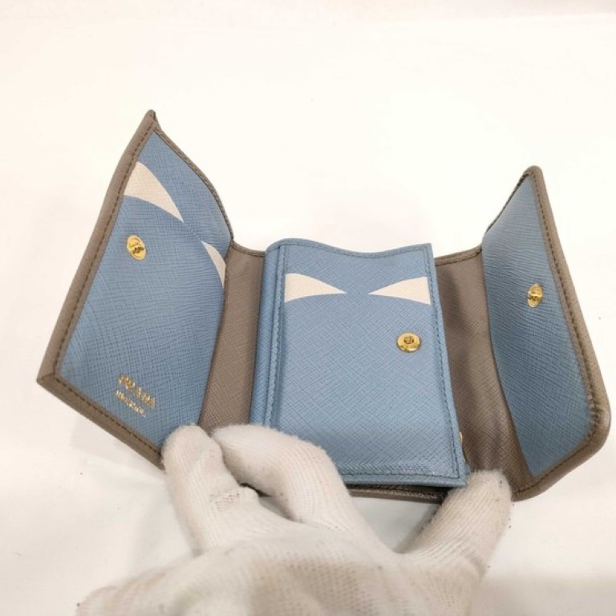 Prada Prada Tri-fold Wallet 1MH025 Greige Saffiano Leather Women's Size ONE SIZE - 5 Thumbnail