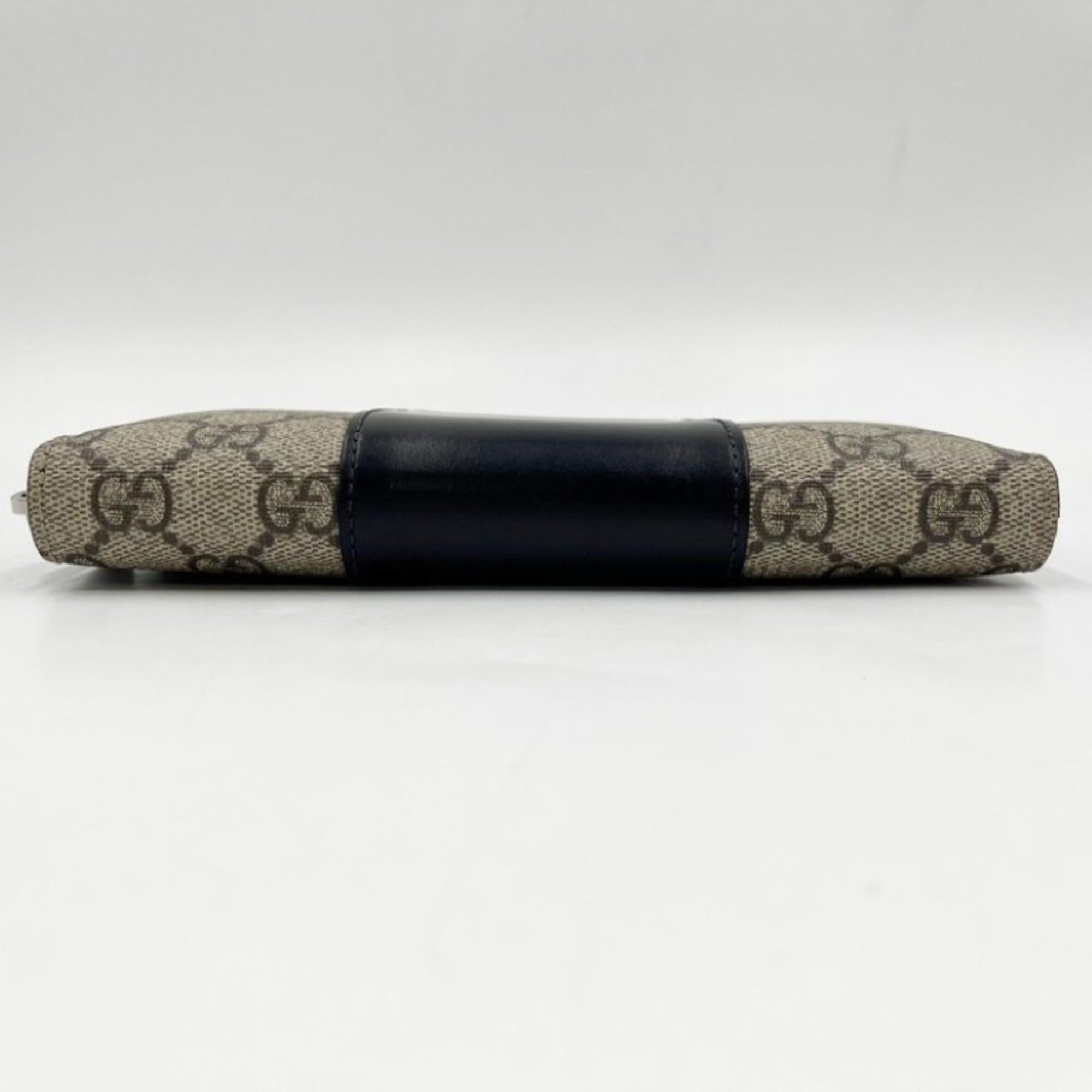 Gucci GUCCI GG Supreme Long Wallet 779879 Beige x Black Leather Men's and Women's Round Size ONE SIZE - 3 Thumbnail