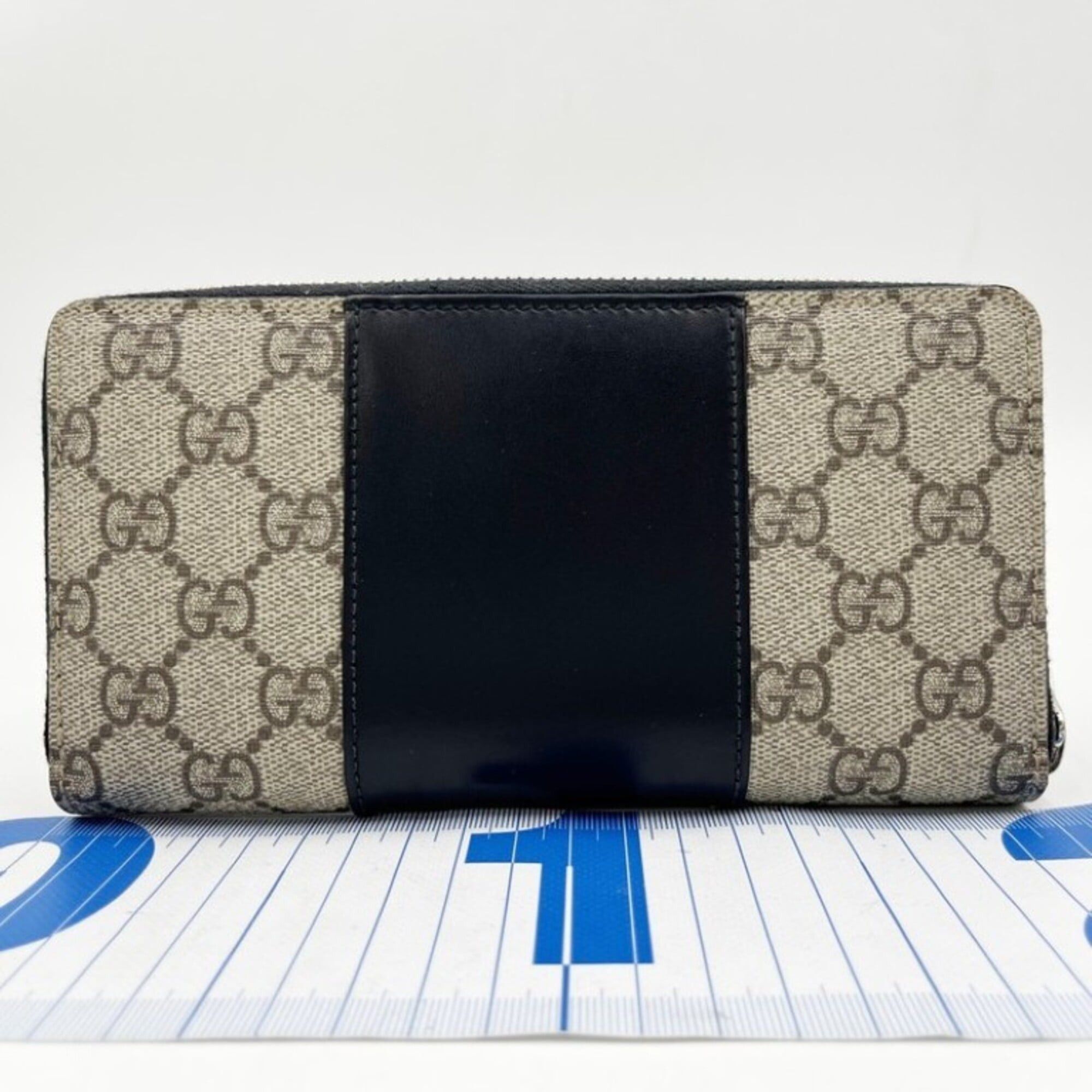 Gucci GUCCI GG Supreme Long Wallet 779879 Beige x Black Leather Men's and Women's Round Size ONE SIZE - 2 Thumbnail