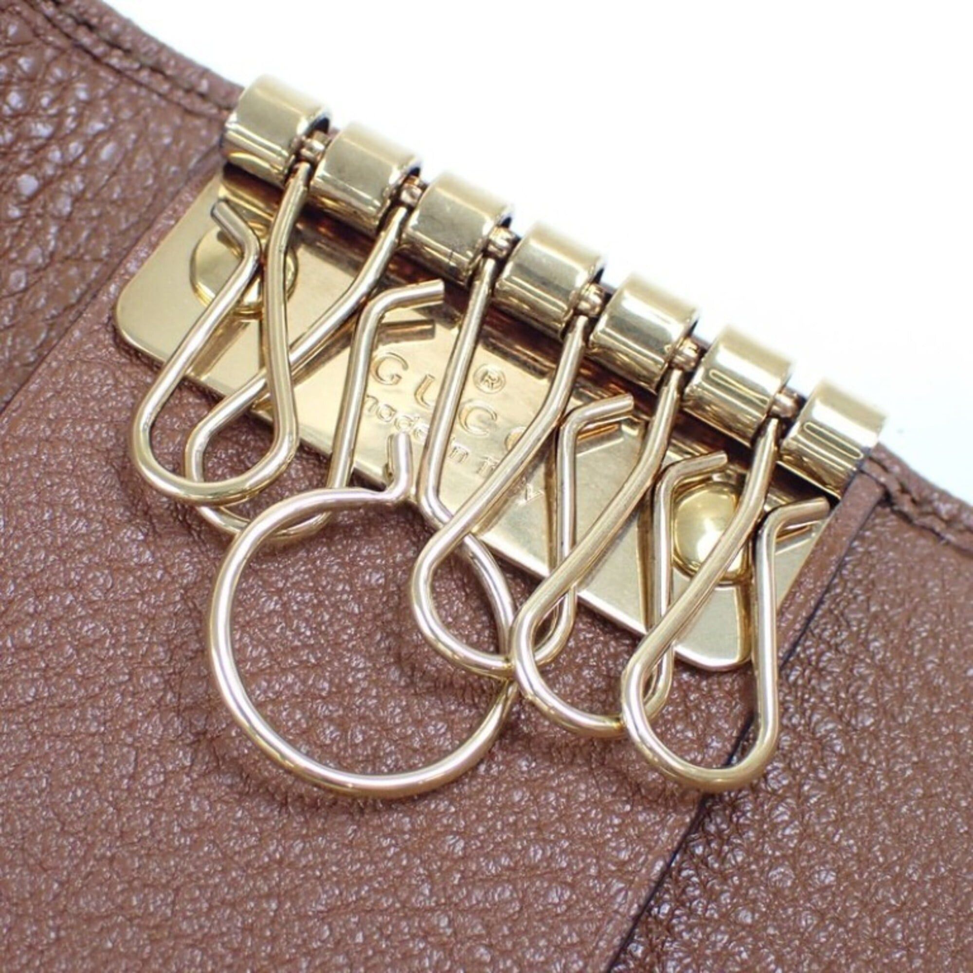 Gucci GUCCI Bamboo GG Marmont Diana Key Case 658636 Brown Leather Men's/Women's 6-Key Size ONE SIZE - 5 Thumbnail