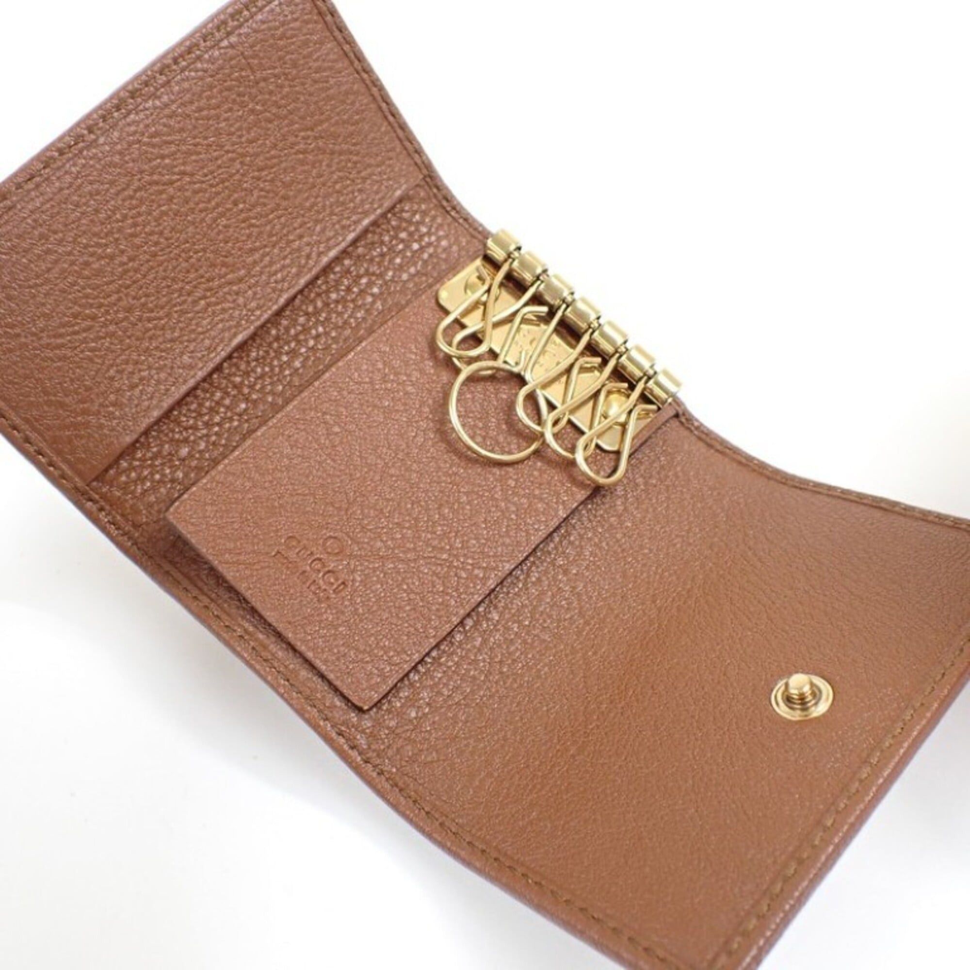 Gucci GUCCI Bamboo GG Marmont Diana Key Case 658636 Brown Leather Men's/Women's 6-Key Size ONE SIZE - 4 Thumbnail