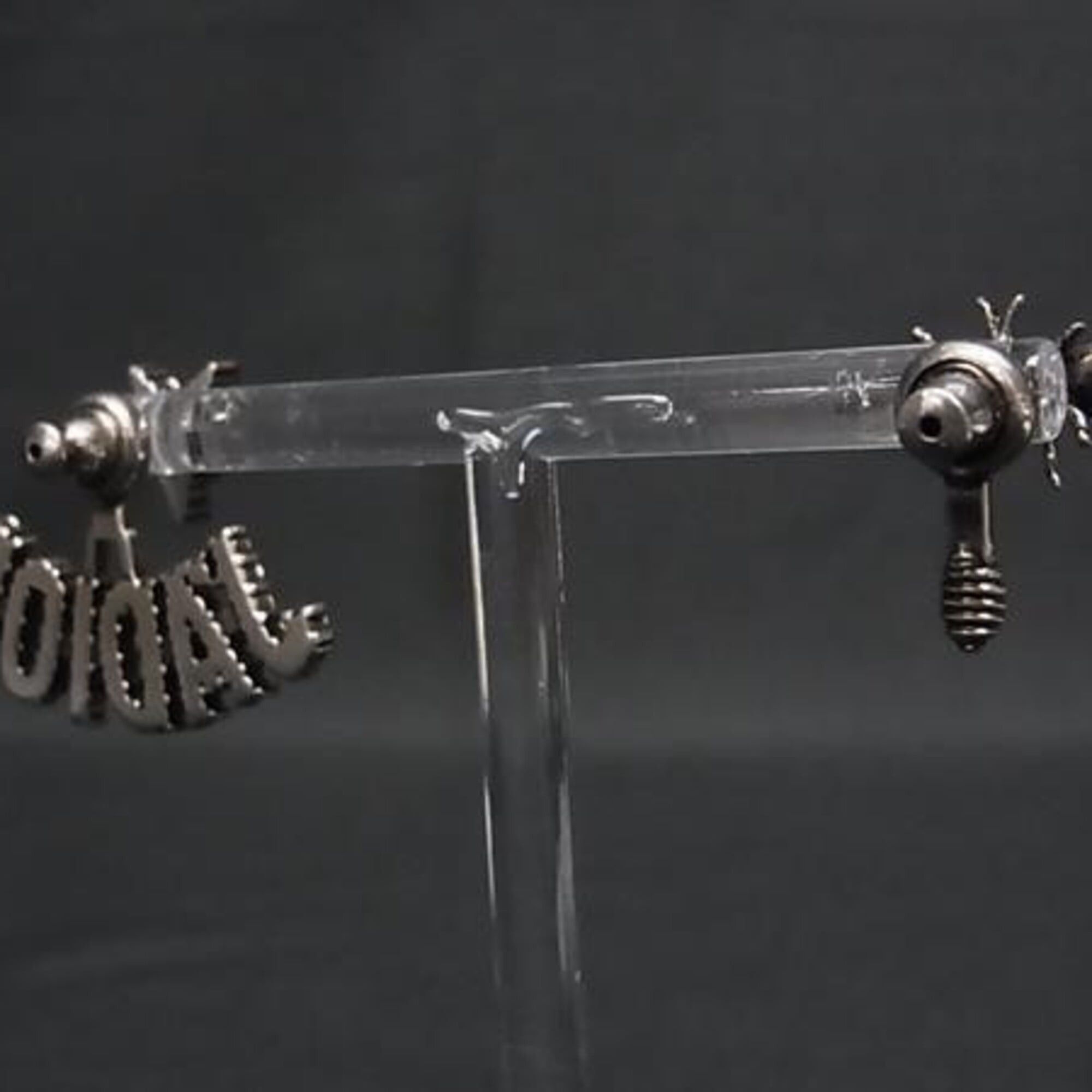 Dior Christian Dior Earrings, J'A Dior, Black Metal, Women's, Rhinestone, Bee, Star Size ONE SIZE - 2 Thumbnail