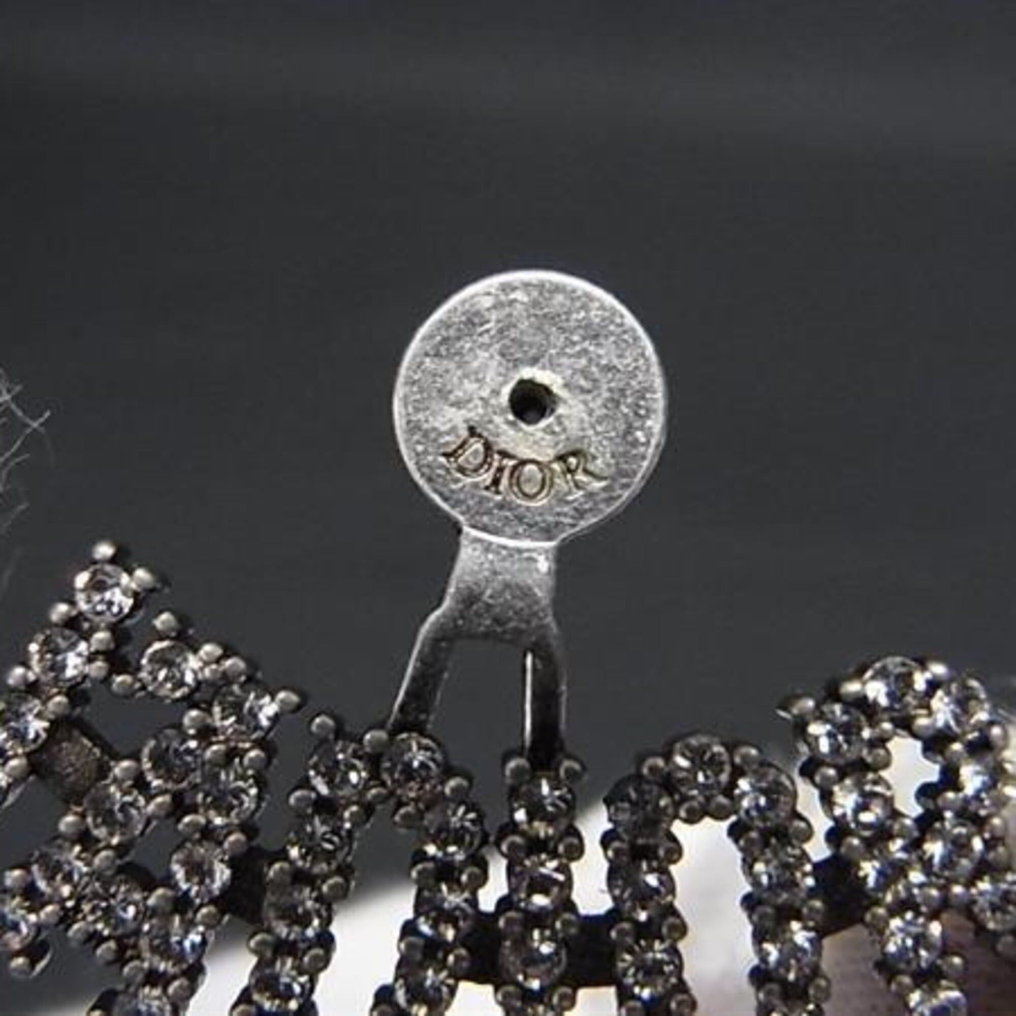 Dior Christian Dior Earrings, J'A Dior, Black Metal, Women's, Rhinestone, Bee, Star Size ONE SIZE - 3 Thumbnail