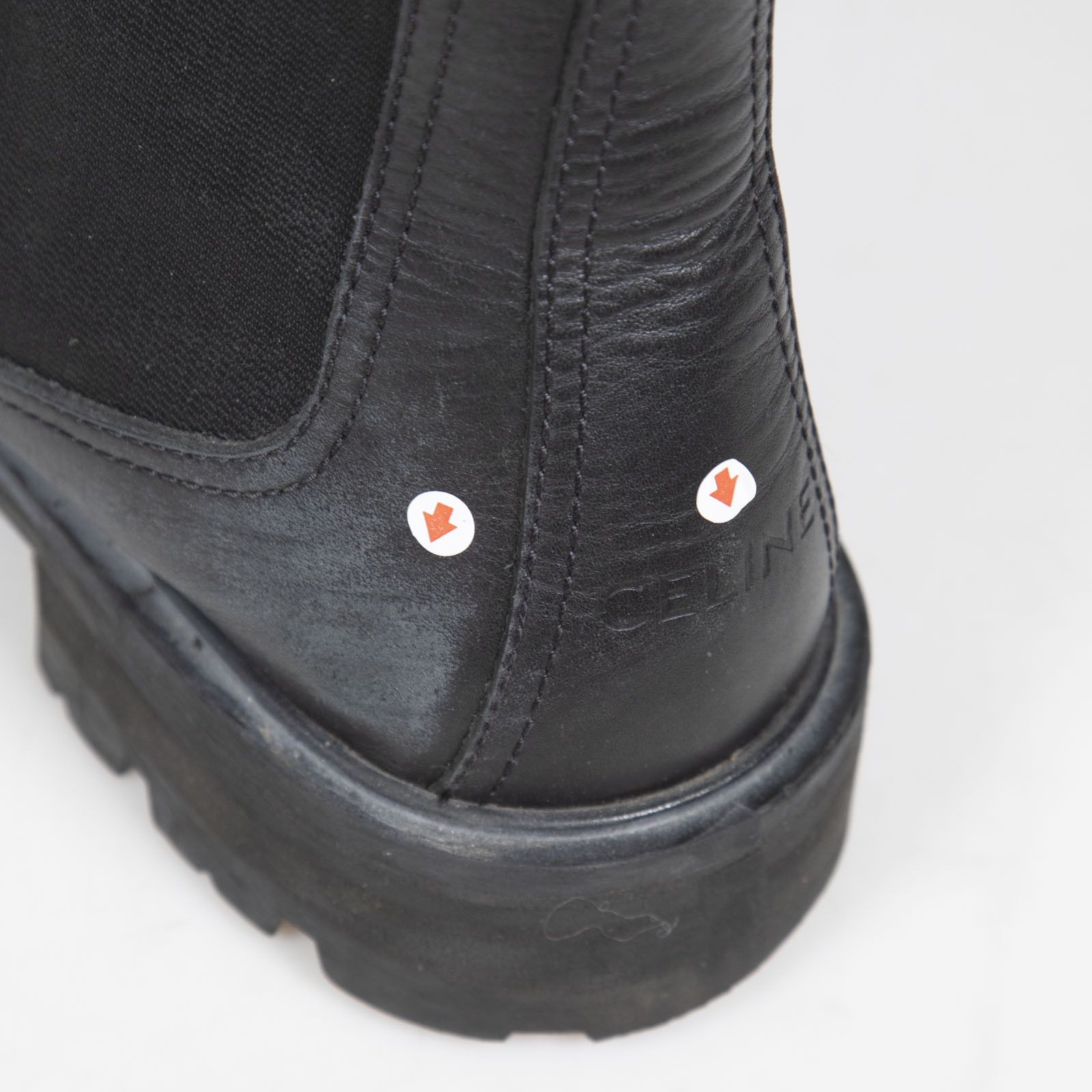 Celine Black Leather Chelsea Logo Tab Boots Size US 12 / IT 42 - 11 Thumbnail