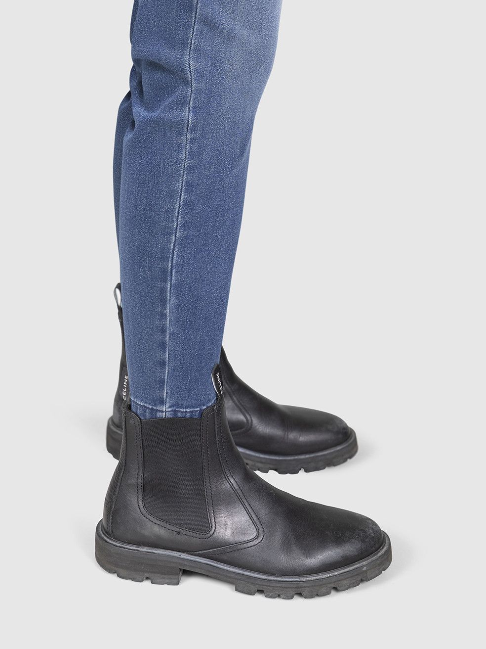 Celine Black Leather Chelsea Logo Tab Boots Size US 12 / IT 42 - 2 Thumbnail