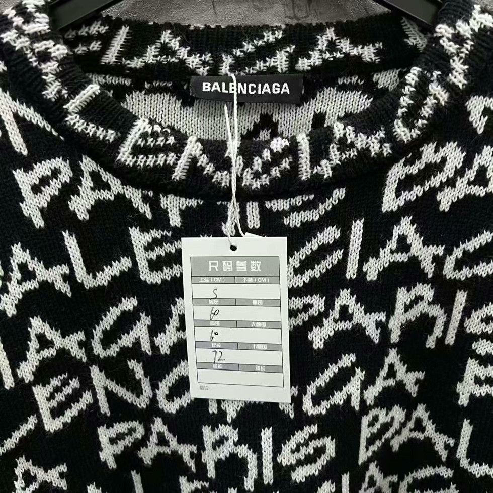 Balenciaga Balenciaga Allover Logo Knit Sweater S Size US S / EU 44-46 / 1 - 4 Thumbnail