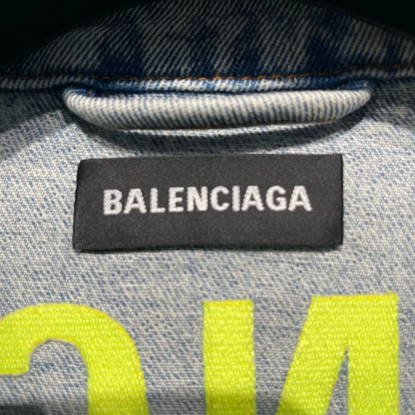 Balenciaga Balenciaga Yellow Back Logo Denim Jacket 46 Size US S / EU 44-46 / 1 - 3 Thumbnail