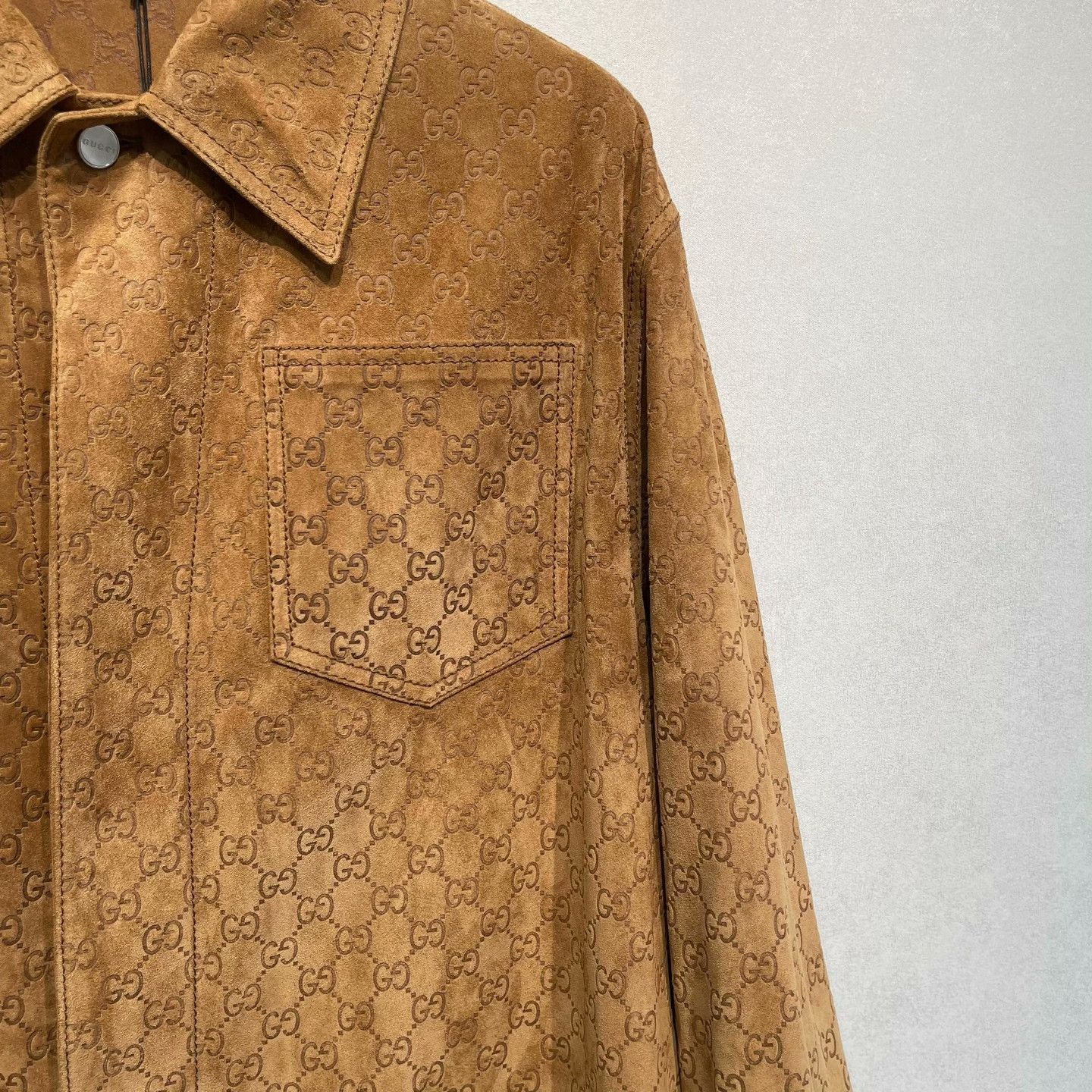 Gucci Gucci Logo Print Suede Leather Jacket 46 Size US S / EU 44-46 / 1 - 3 Thumbnail