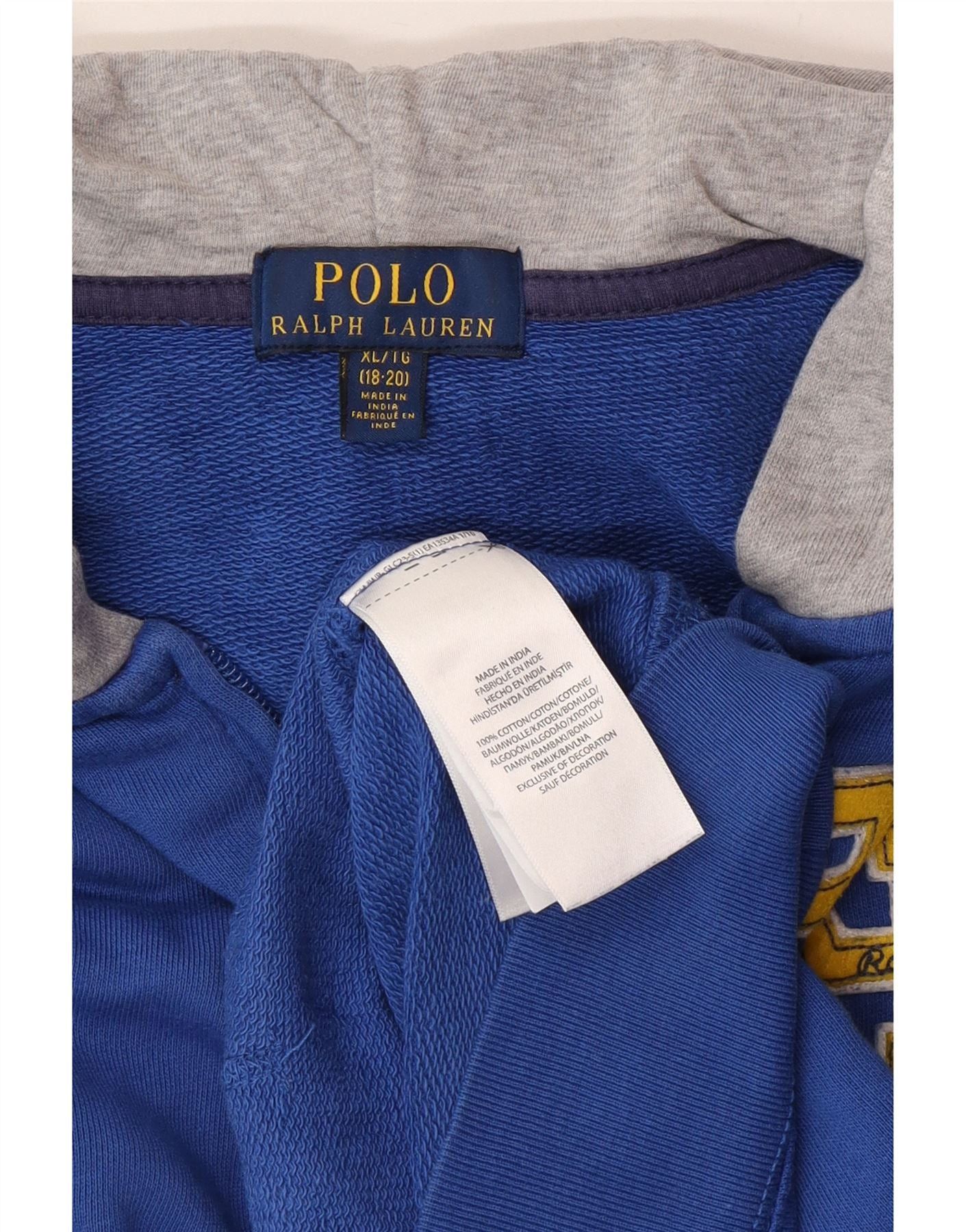 Polo Ralph Lauren Boys Zip Hoodie Sweater 15-16 Years XL Blue Colourblock Size L / US 10 / IT 46 - 3 Thumbnail