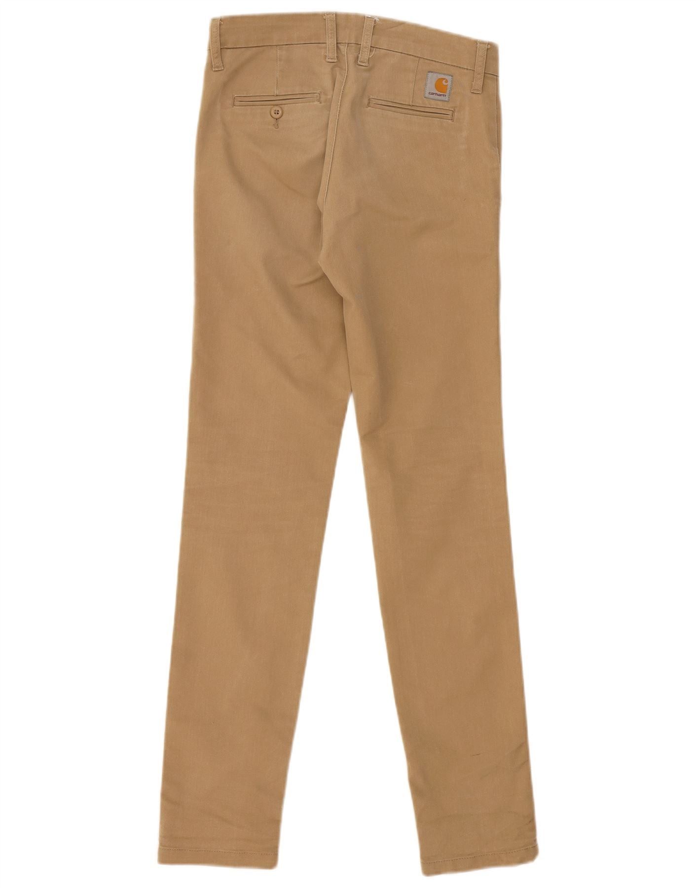 Carhartt Womens Slim Chino Trousers W26 L32 Beige Cotton Size 26" / US 2 / IT 38 - 2 Thumbnail