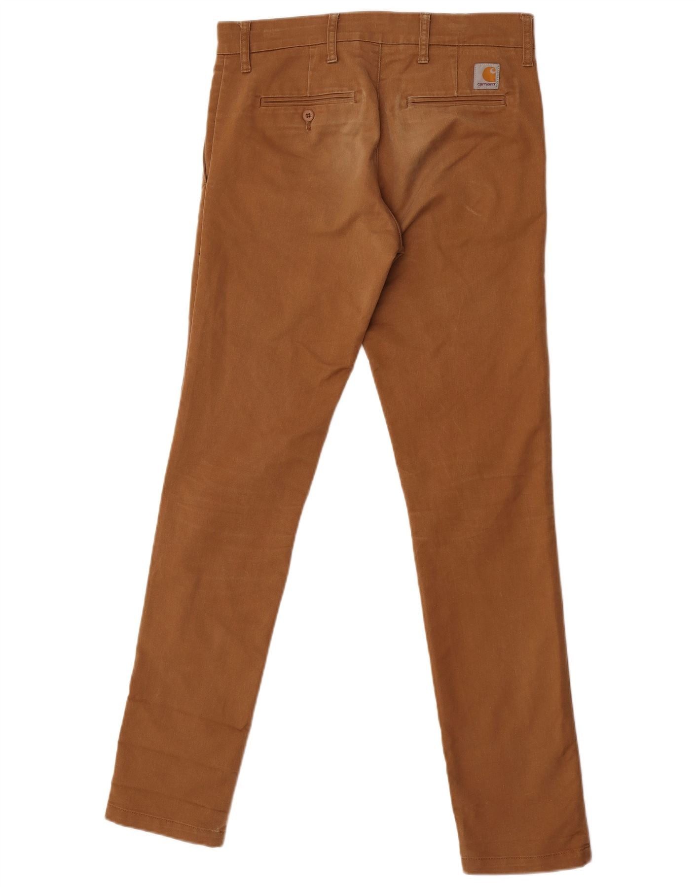 Carhartt Womens Slim Chino Trousers W30 L34 Brown Cotton Size 24" / US 00 / IT 34 - 2 Thumbnail