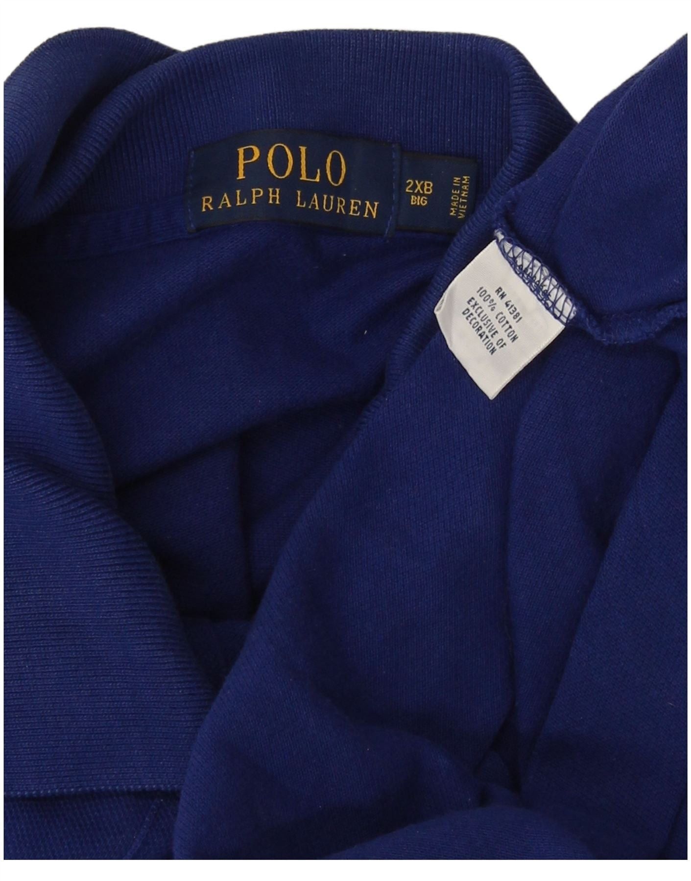 Ralph Lauren Mens Long Sleeve Polo Shirt 2XL Blue Cotton Size US XL / EU 56 / 4 - 5 Thumbnail