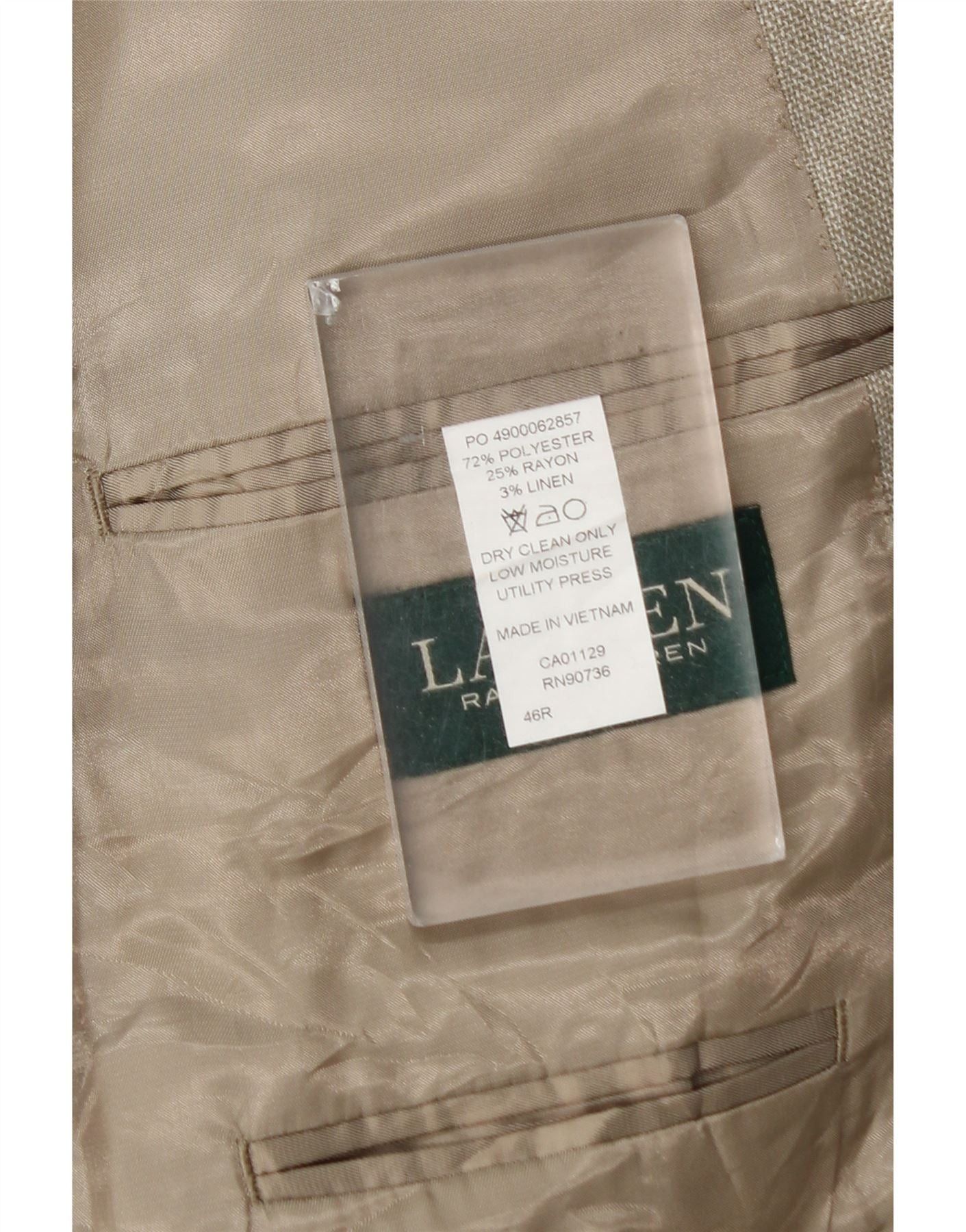 Ralph Lauren Mens 2 Button Blazer Jacket UK 46 2XL Grey Polyester Size US XL / EU 56 / 4 - 3 Thumbnail