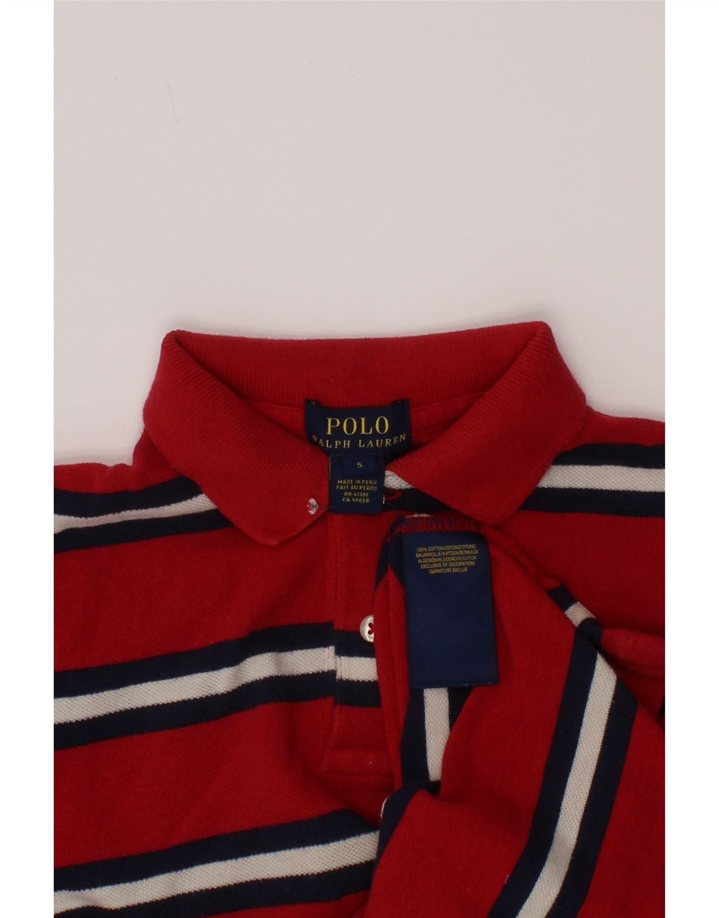 Polo Ralph Lauren Boys Polo Shirt 4-5 Years Red Striped Cotton Size XS / US 0-2 / IT 36-38 - 3 Thumbnail