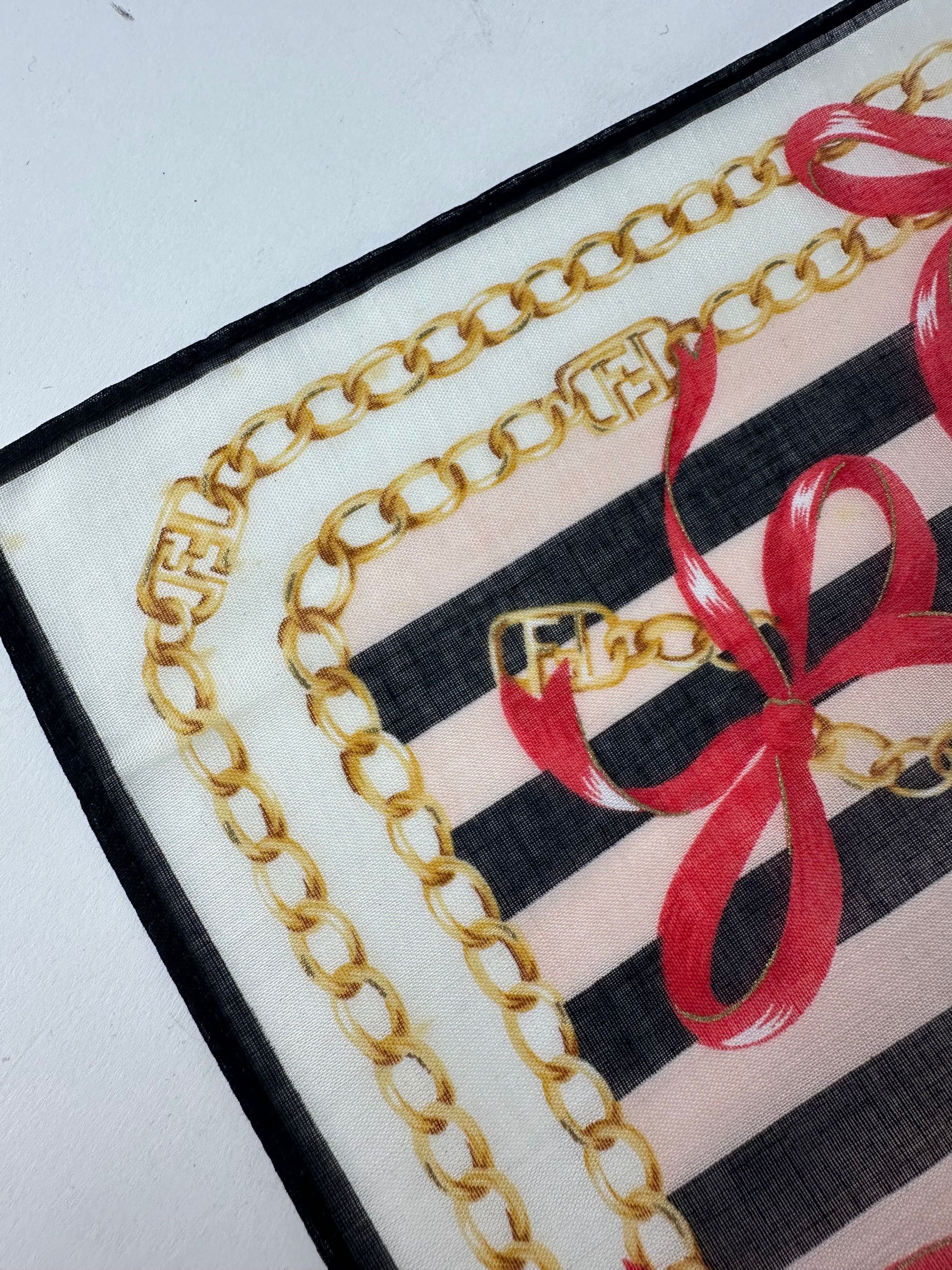Fendi Vintage Striped Scarf Black Pink White Gold Size ONE SIZE - 6 Thumbnail