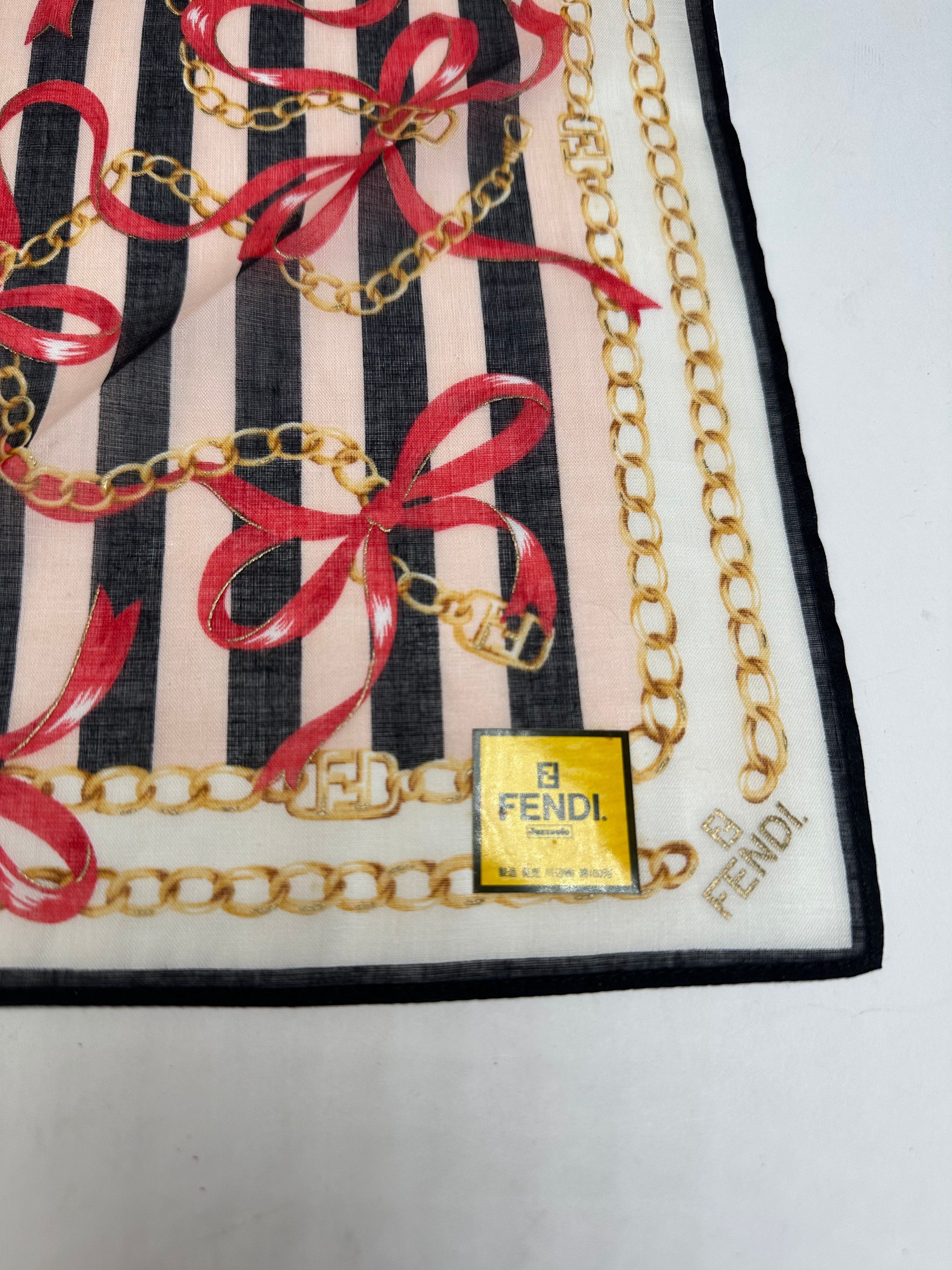 Fendi Vintage Striped Scarf Black Pink White Gold Size ONE SIZE - 2 Thumbnail