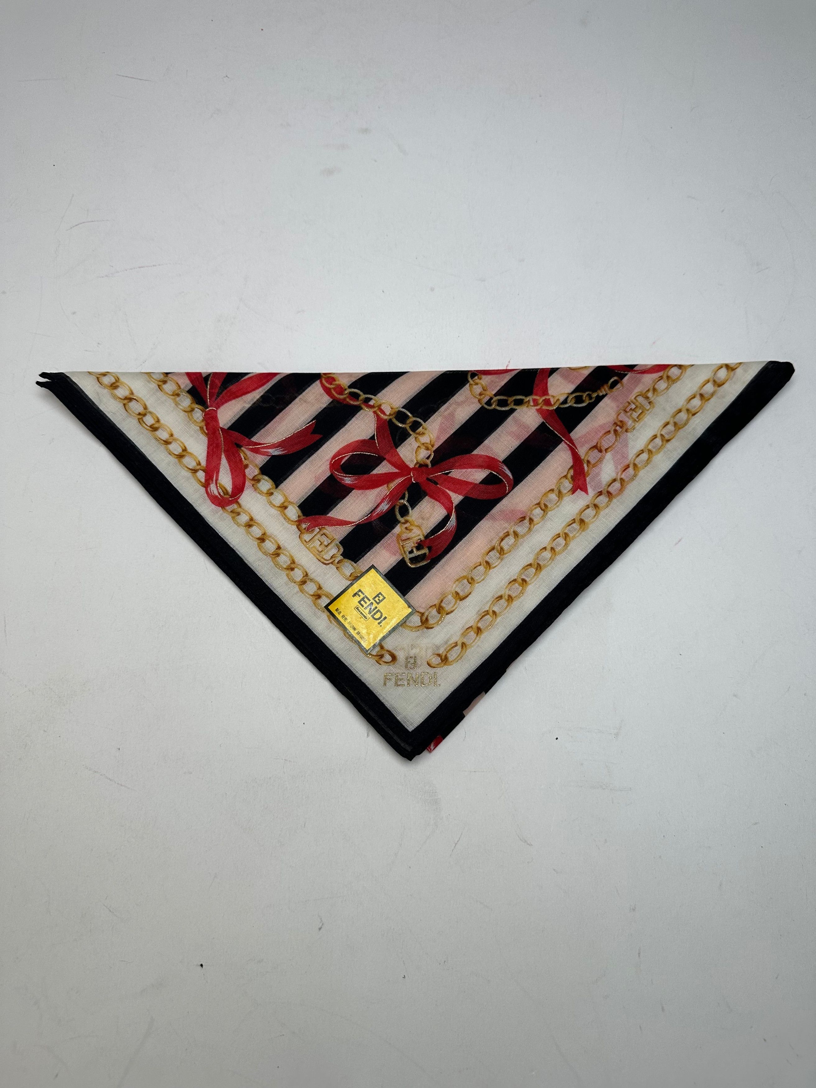 Fendi Vintage Striped Scarf Black Pink White Gold Size ONE SIZE - 7 Thumbnail