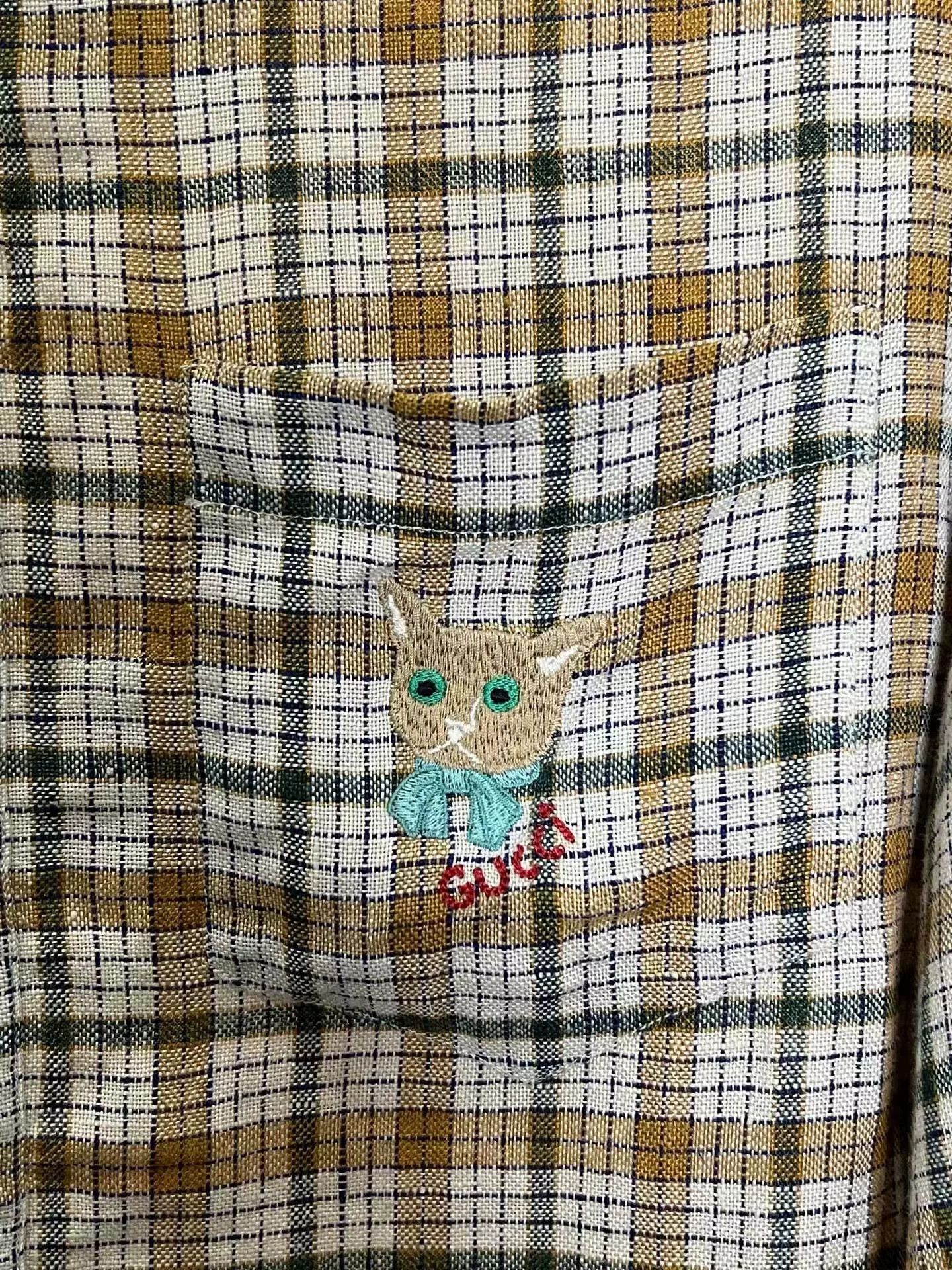 Gucci Gucci Cat Embroidery Plaid Linen Shirt 46 Size US S / EU 44-46 / 1 - 3 Thumbnail