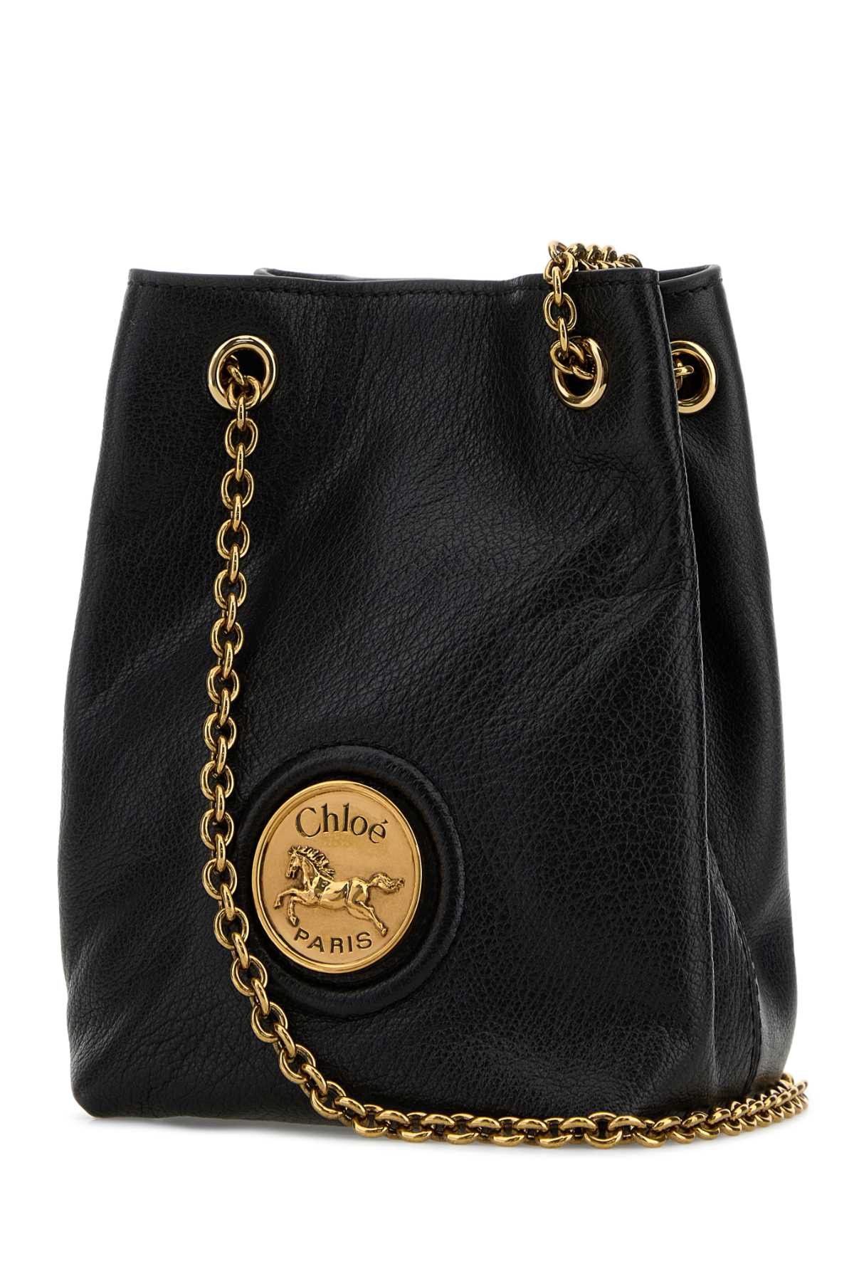 Chloe Black Leather Horse Medal Bucket Bag Size ONE SIZE - 2 Thumbnail