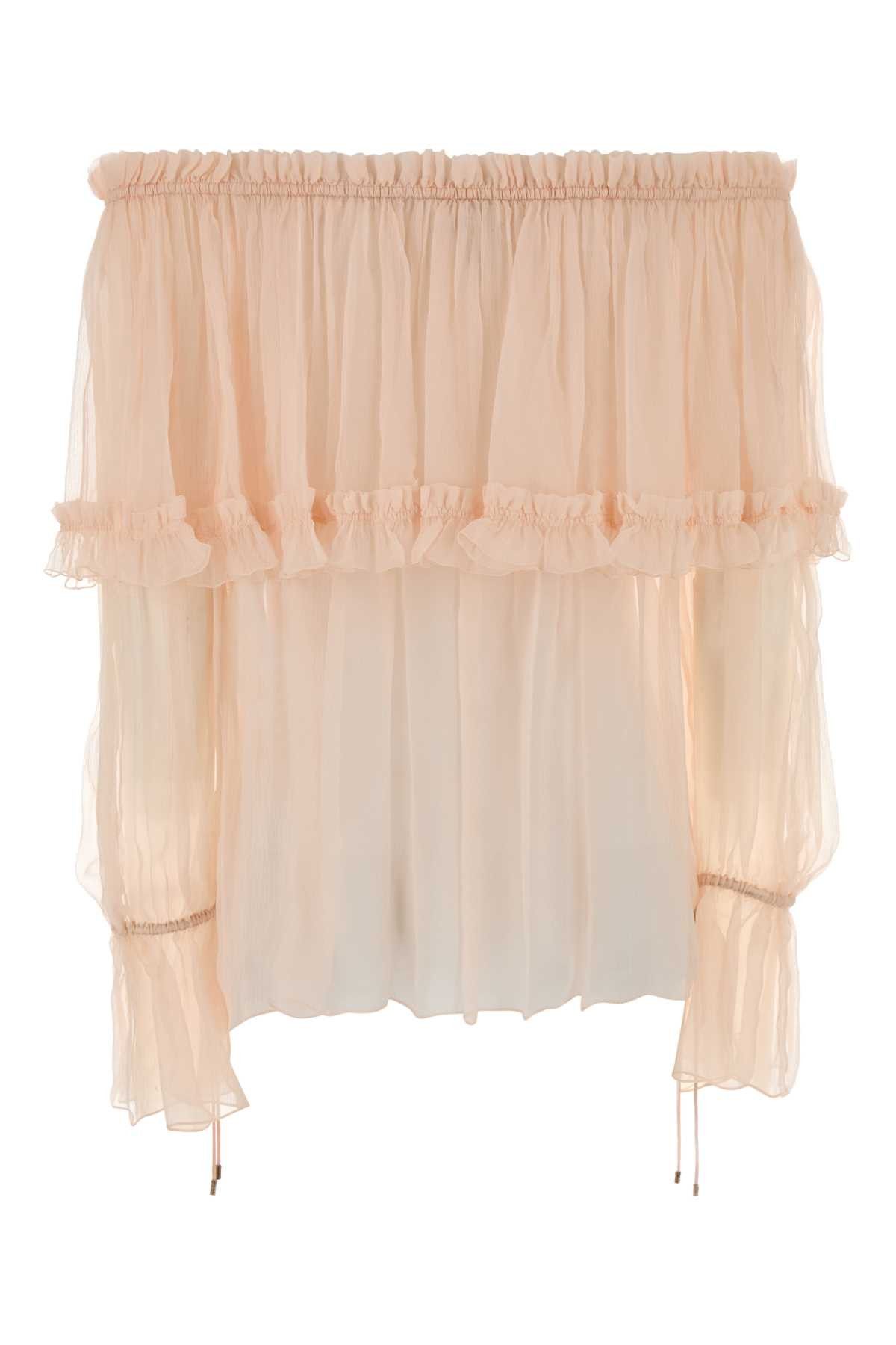 Chloe Peach Crepe Blouse Size M / US 6-8 / IT 42-44 - 2 Thumbnail