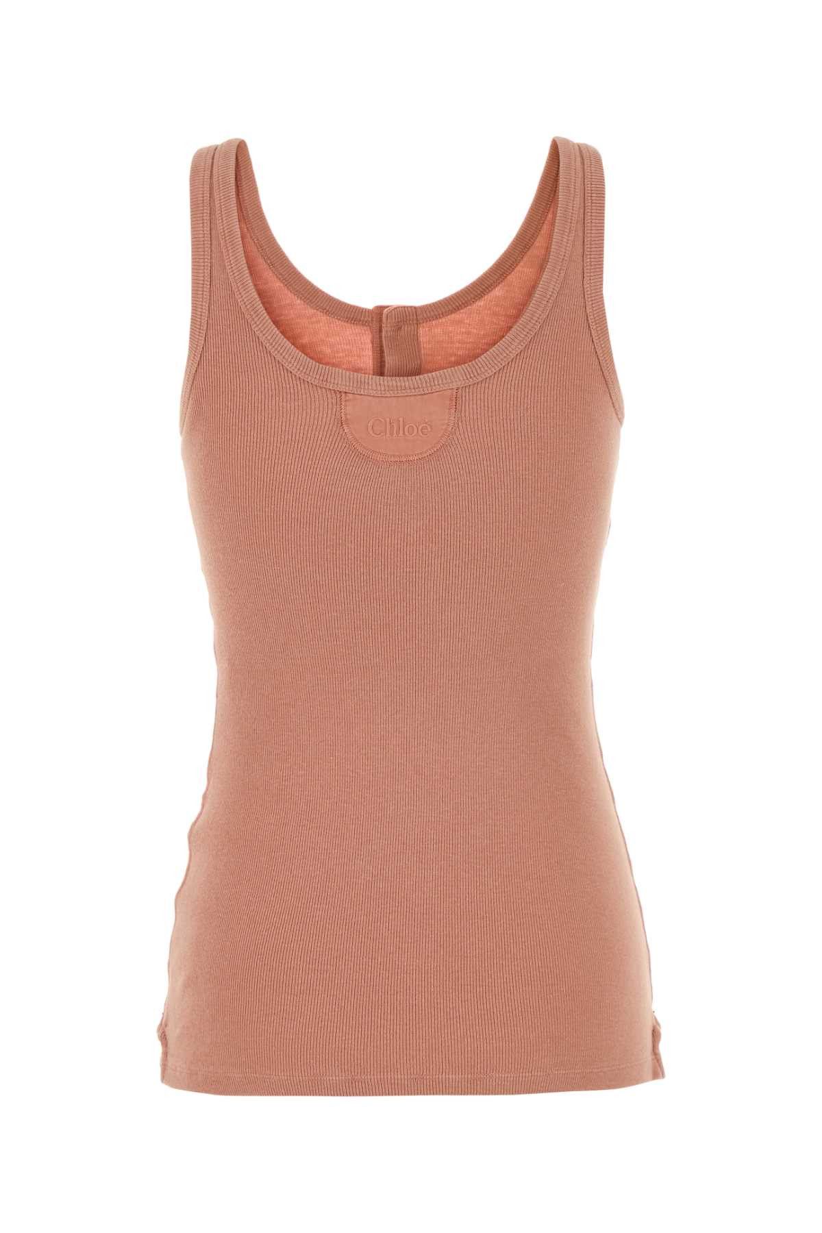 Chloe Dark Pink Cotton Tank Top Size XS / US 0-2 / IT 36-38 - 2 Thumbnail