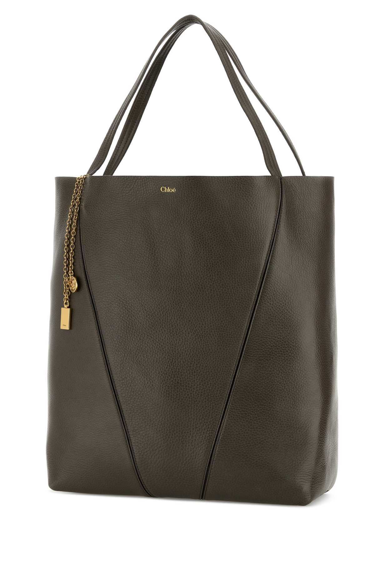 Chloe Dark Grey Leather Large Spin Shopping Bag Size ONE SIZE - 2 Thumbnail
