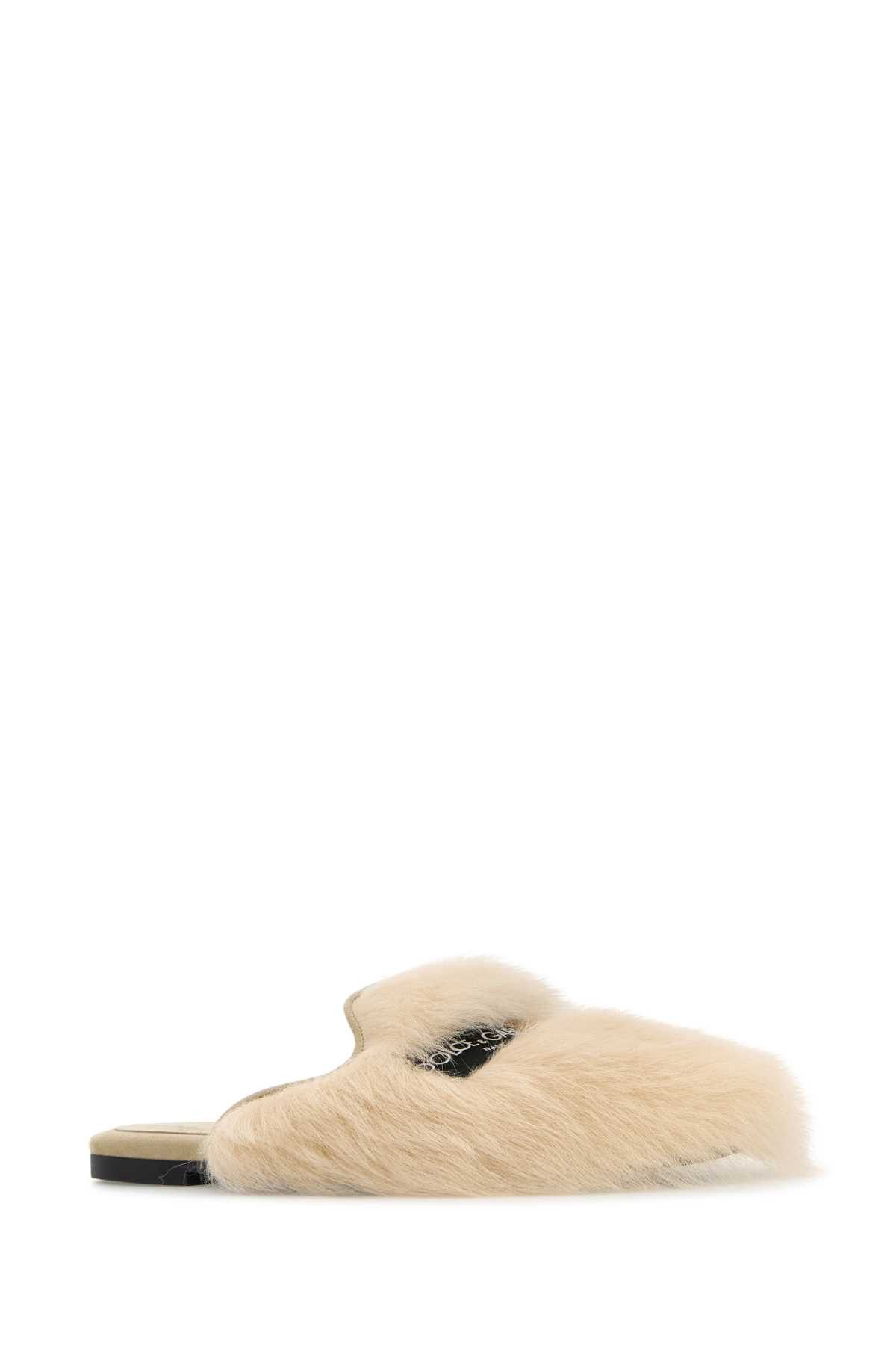 Dolce & Gabbana Sand Shearling Slippers Size US 10 / IT 40 - 2 Thumbnail