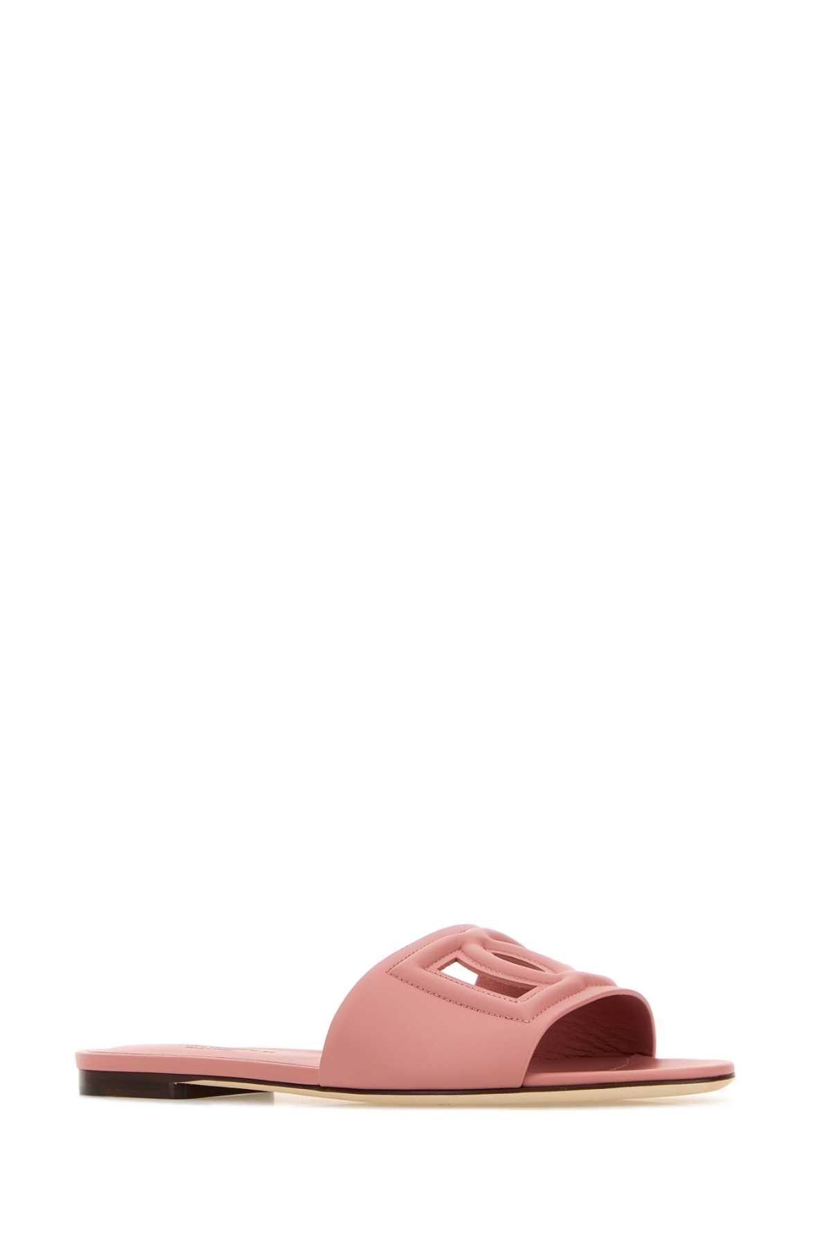 Dolce & Gabbana Pink Nappa Leather Slippers Size US 6 / IT 36 - 2 Thumbnail