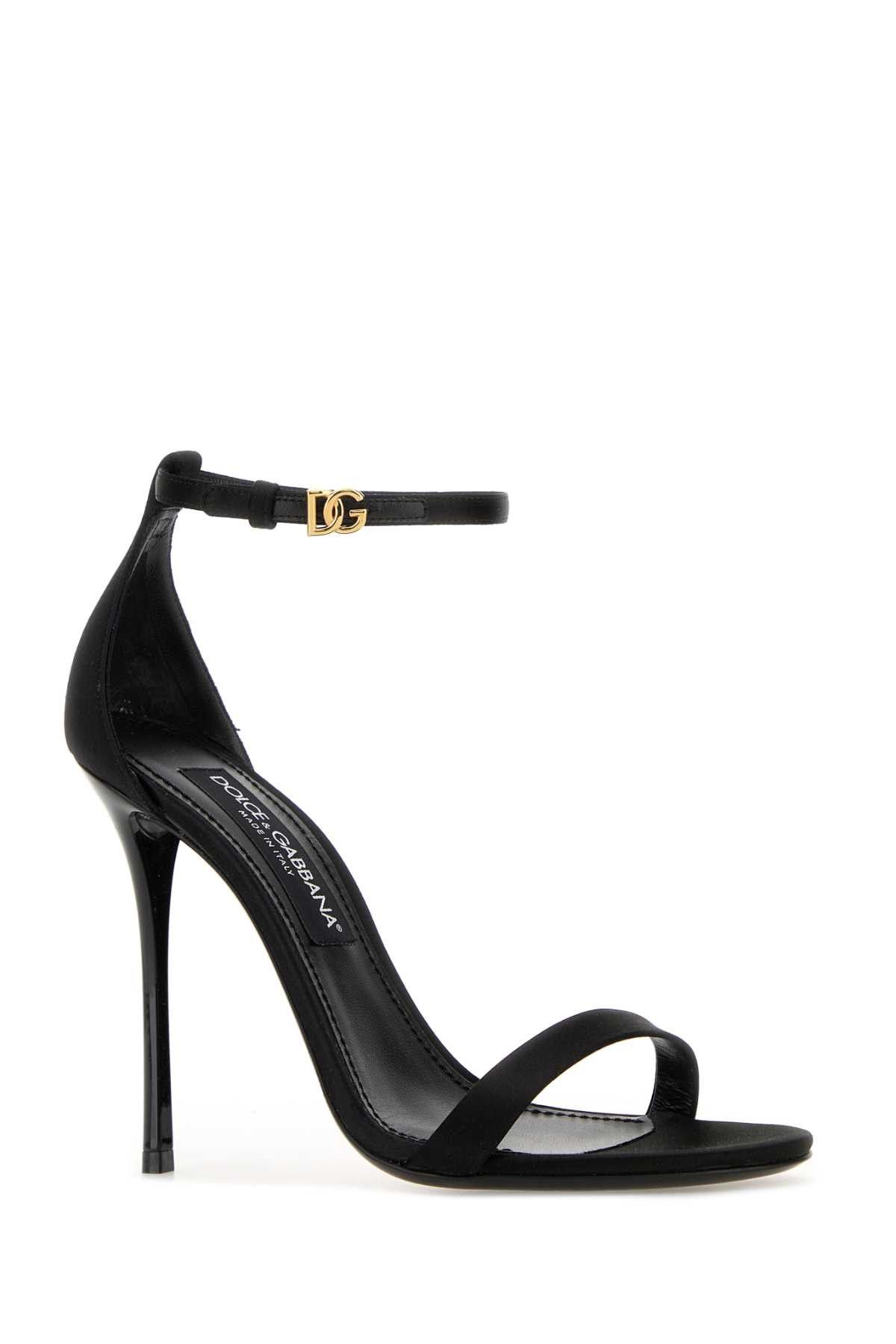 Dolce & Gabbana Black Satin Sandals Size US 9 / IT 39 - 2 Thumbnail