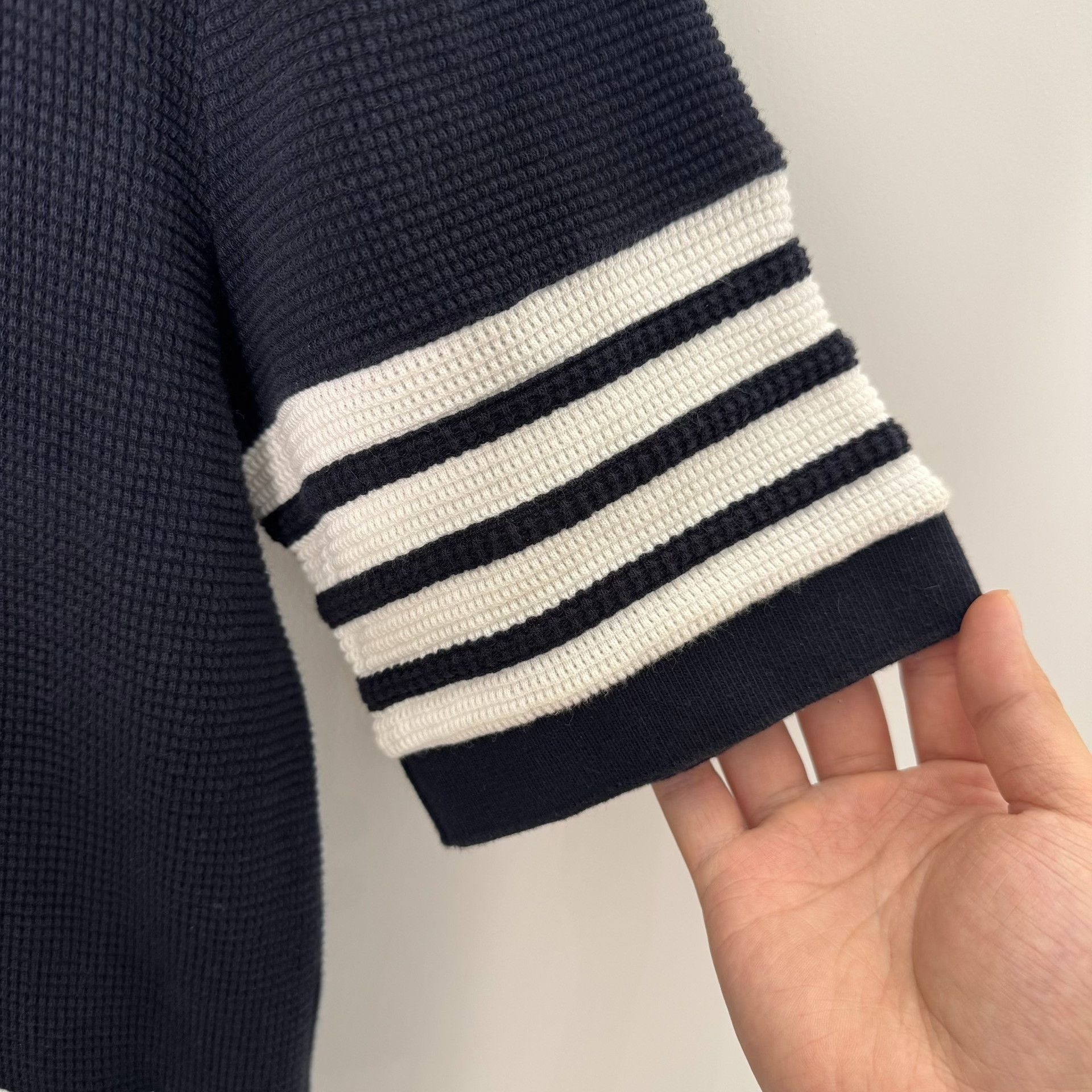 Thom Browne Thom Browne 4-Bar Stripe Waffle Polo Size 3 Size US L / EU 52-54 / 3 - 6 Thumbnail