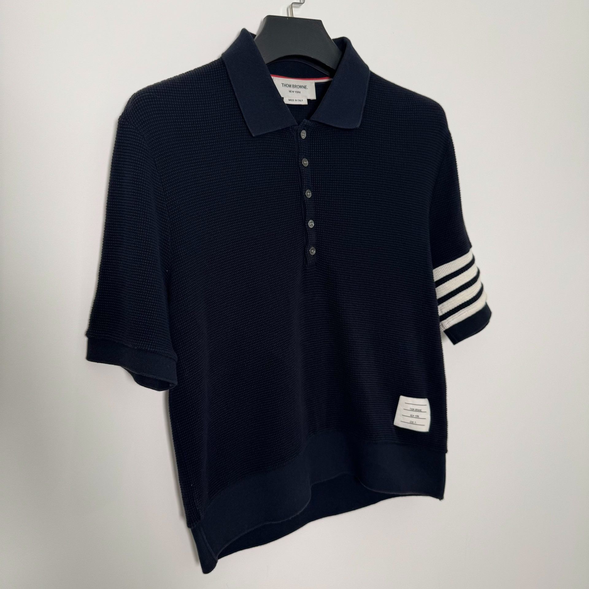 Thom Browne Thom Browne 4-Bar Stripe Waffle Polo Size 3 Size US L / EU 52-54 / 3 - 3 Thumbnail
