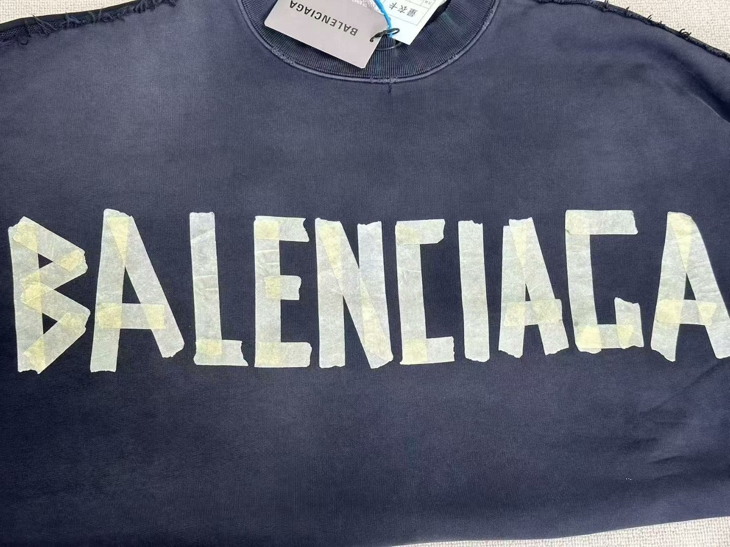 Balenciaga Balenciaga Tape Logo Distressed Sweatshirt Size XL Size US XL / EU 56 / 4 - 3 Thumbnail