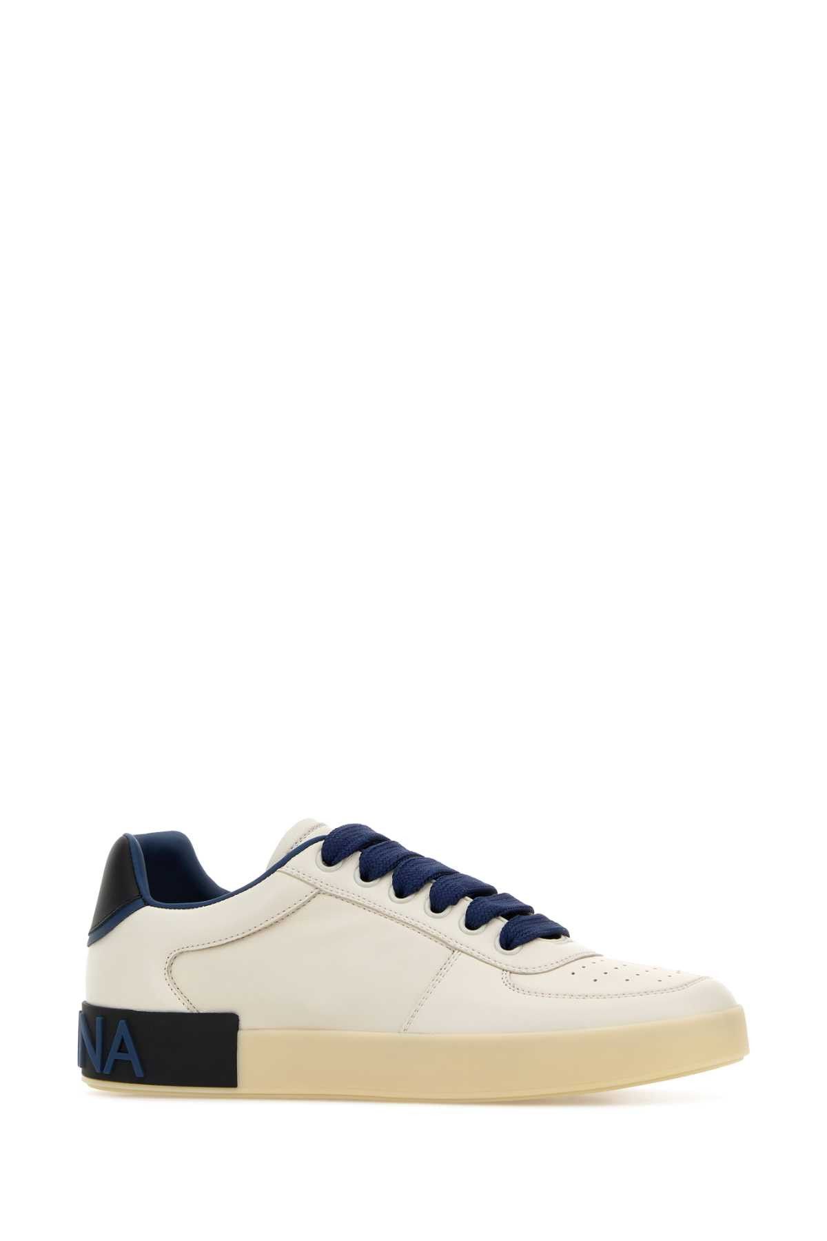 Dolce & Gabbana Ivory Leather Portofino Sneakers Size US 7 / EU 40 - 2 Thumbnail