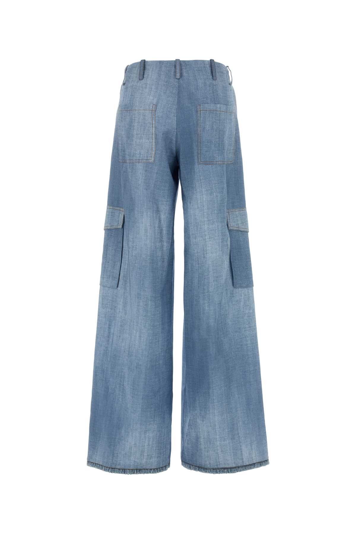 Ermanno Scervino Light Blue Chambray Cargo Pant Size 26" / US 2 / IT 38 - 2 Thumbnail