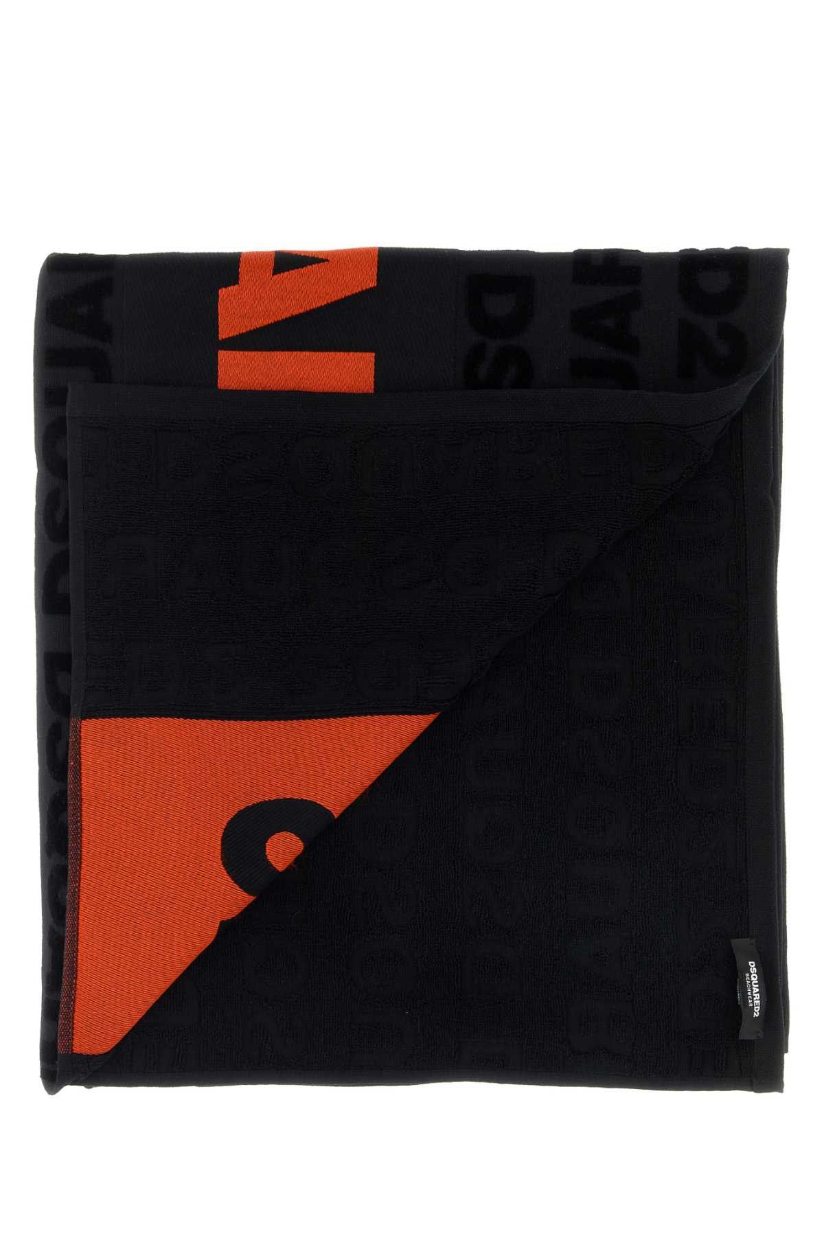 Dsquared2 Black Cotton Beach Towel Size ONE SIZE - 2 Thumbnail