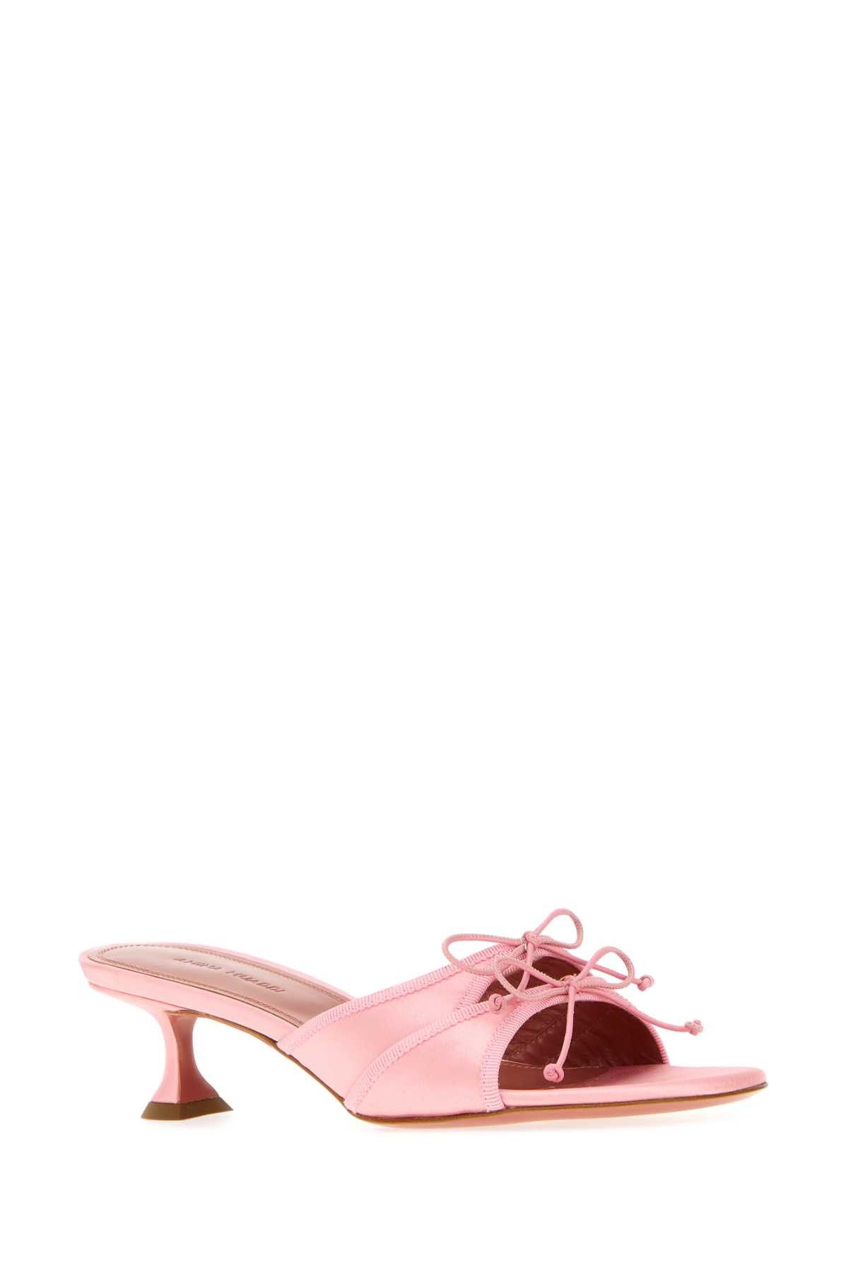 Amina Muaddi Pink Satin Eleonora Mules Size US 6 / IT 36 - 2 Thumbnail