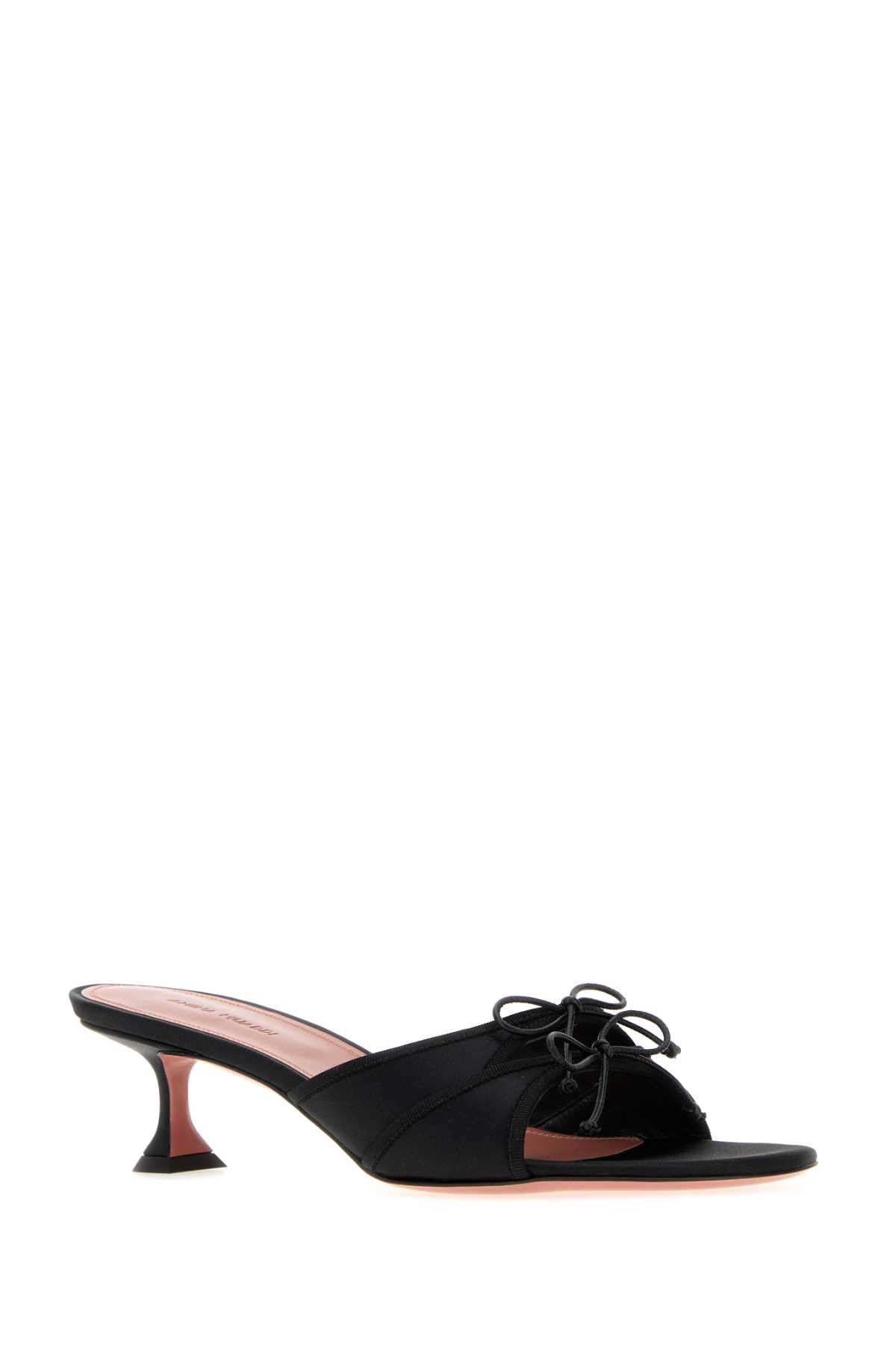 Amina Muaddi Black Satin Eleonora Mules Size US 11 / IT 41 - 2 Thumbnail