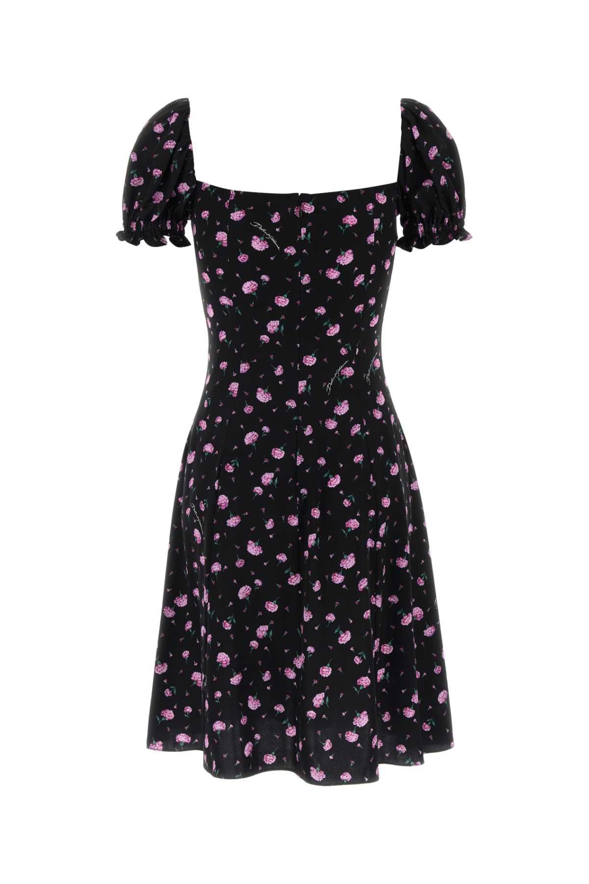 Dolce & Gabbana Printed Stretch Silk Mini Dress Size S / US 4 / IT 40 - 2 Thumbnail